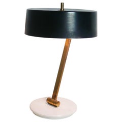 Midcentury Italian Arredoluce Black and Brass Adjustable Table Lamp, Italy, 1950