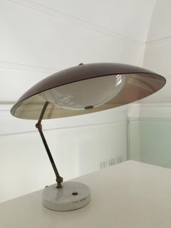 Midcentury Italian Articulated Perspex, Marble and Brass Table Lamp by Stilux