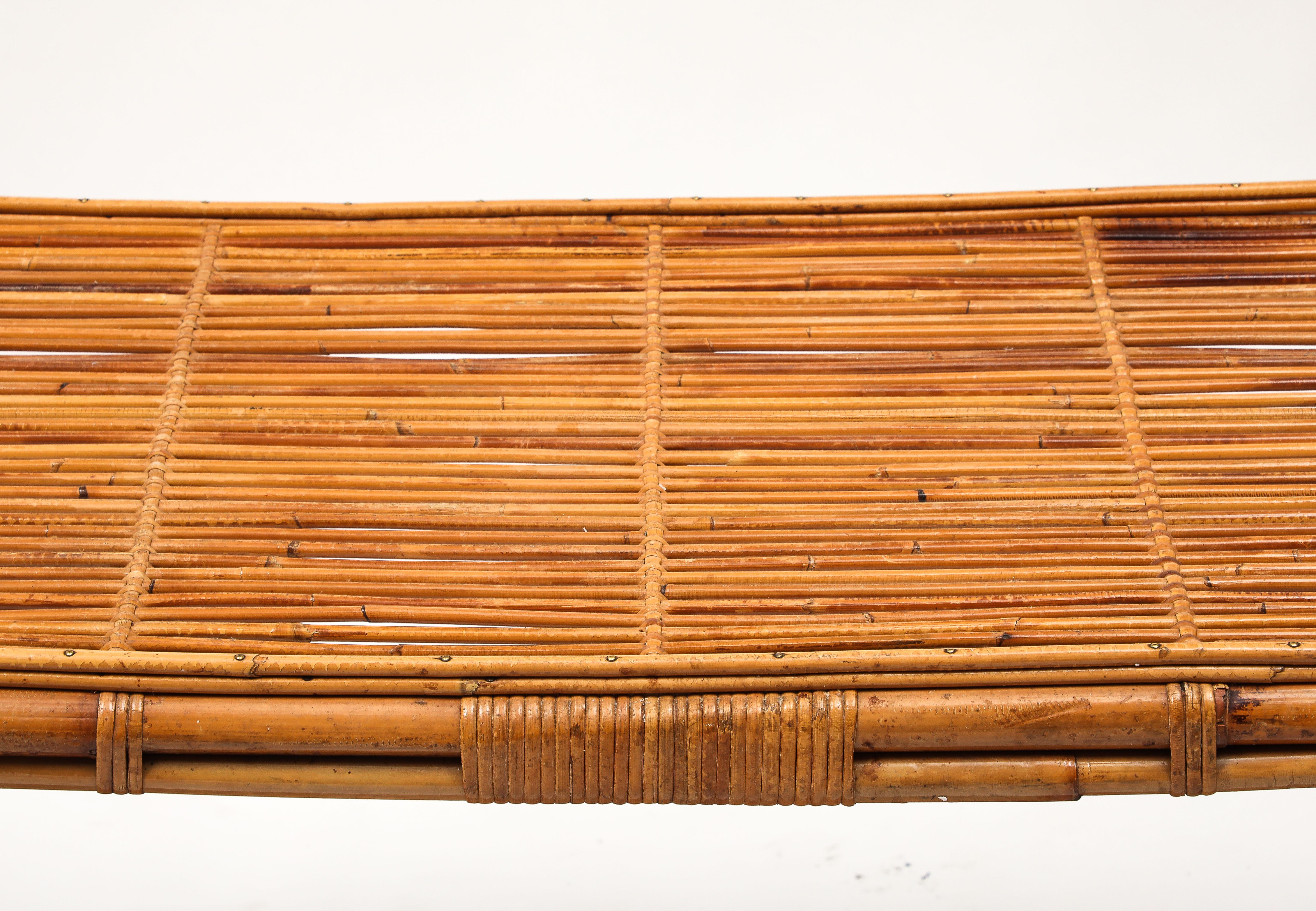 Carrito de bar italiano de bambú y ratán de mediados de siglo, años 60 en venta 7