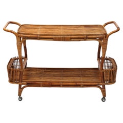 Midcentury Italian Bamboo and Rattan Bar Cart, 1960s