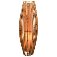 Lampadaire italien du milieu du siècle dernier en bambou et rotin attribué à Albini, années 1960