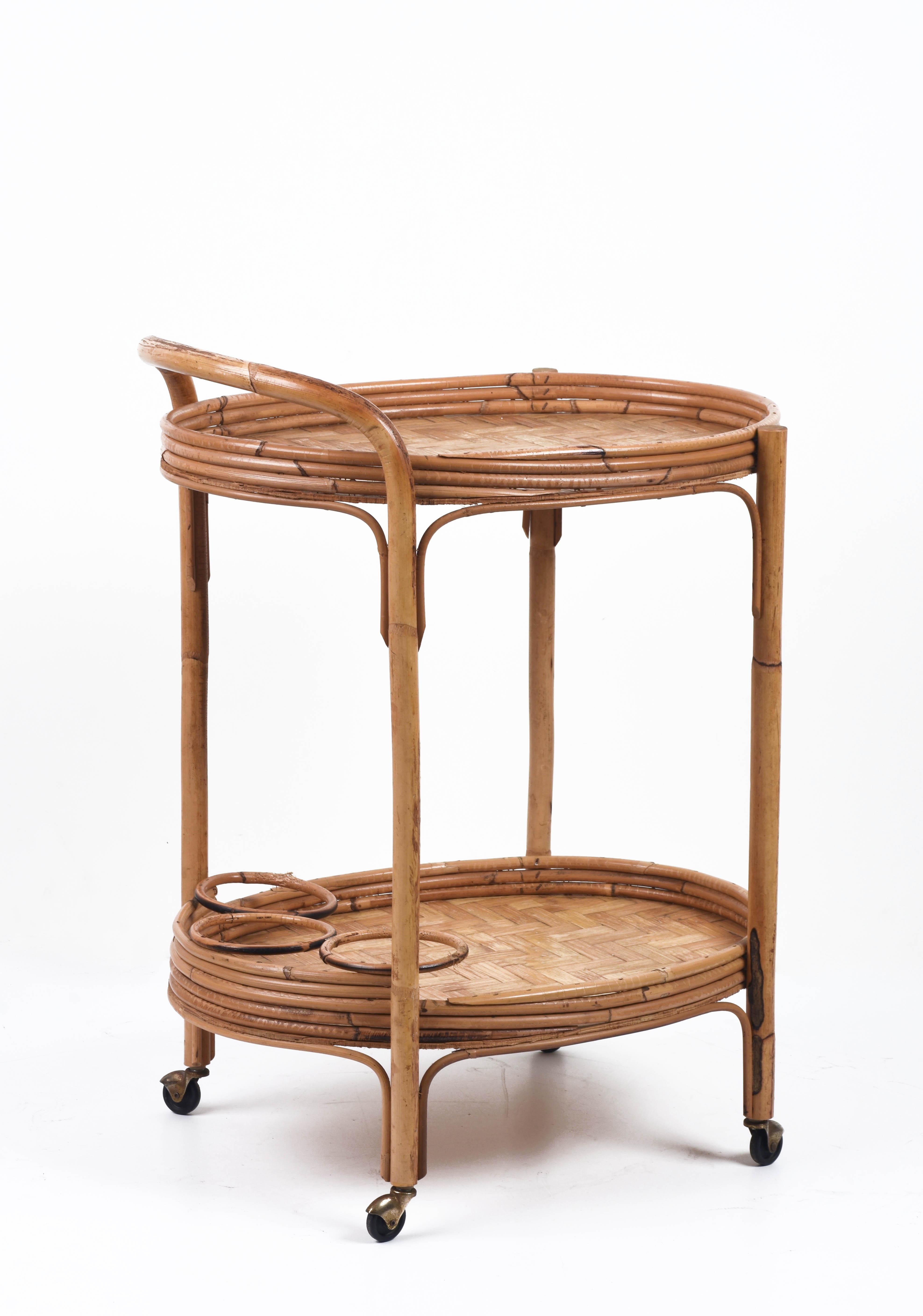 rattan side cart