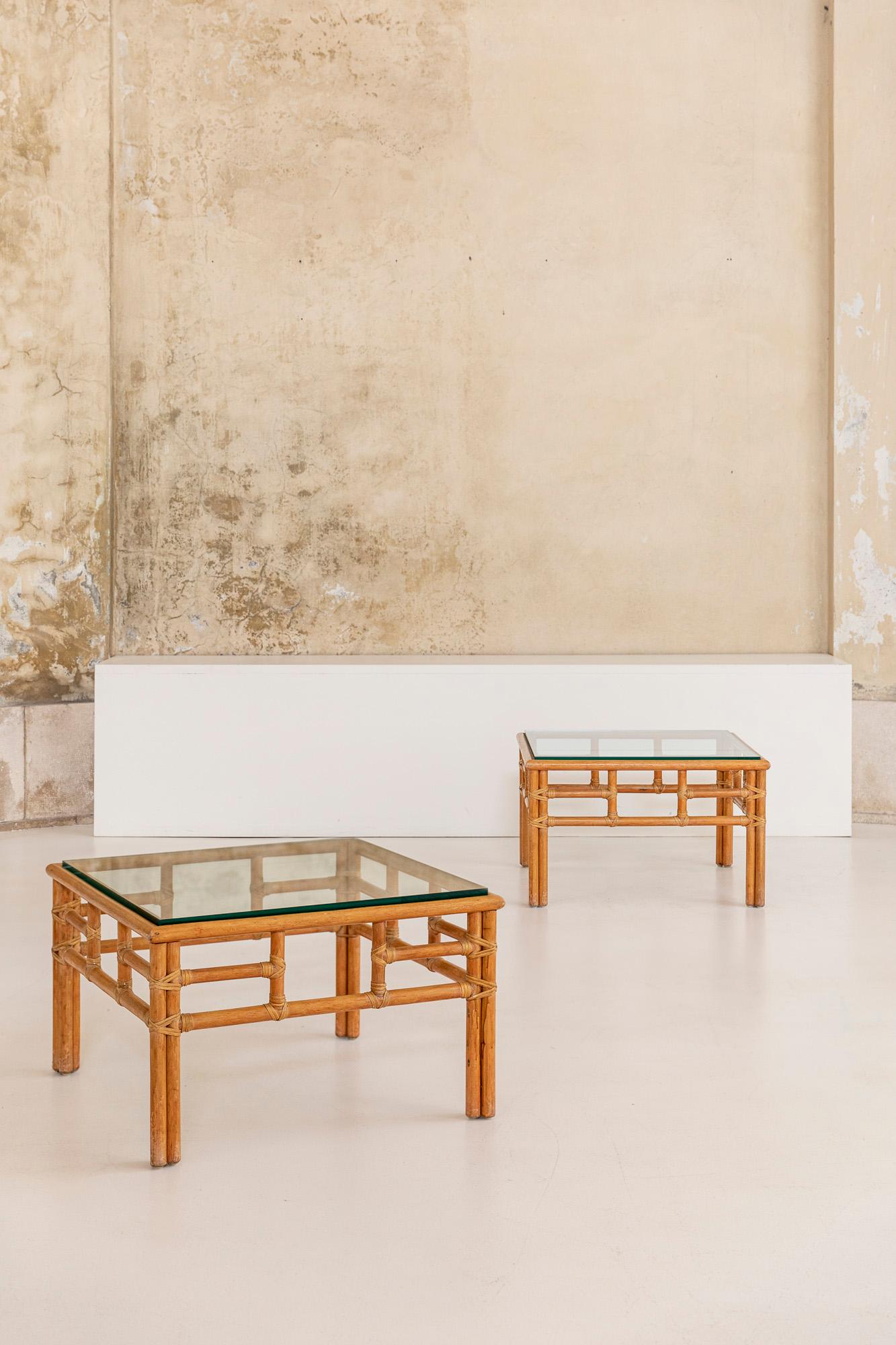 Mid-Century Modern Tables basses italiennes en bambou du milieu du siècle dernier par Lyda Levi, 1970 en vente
