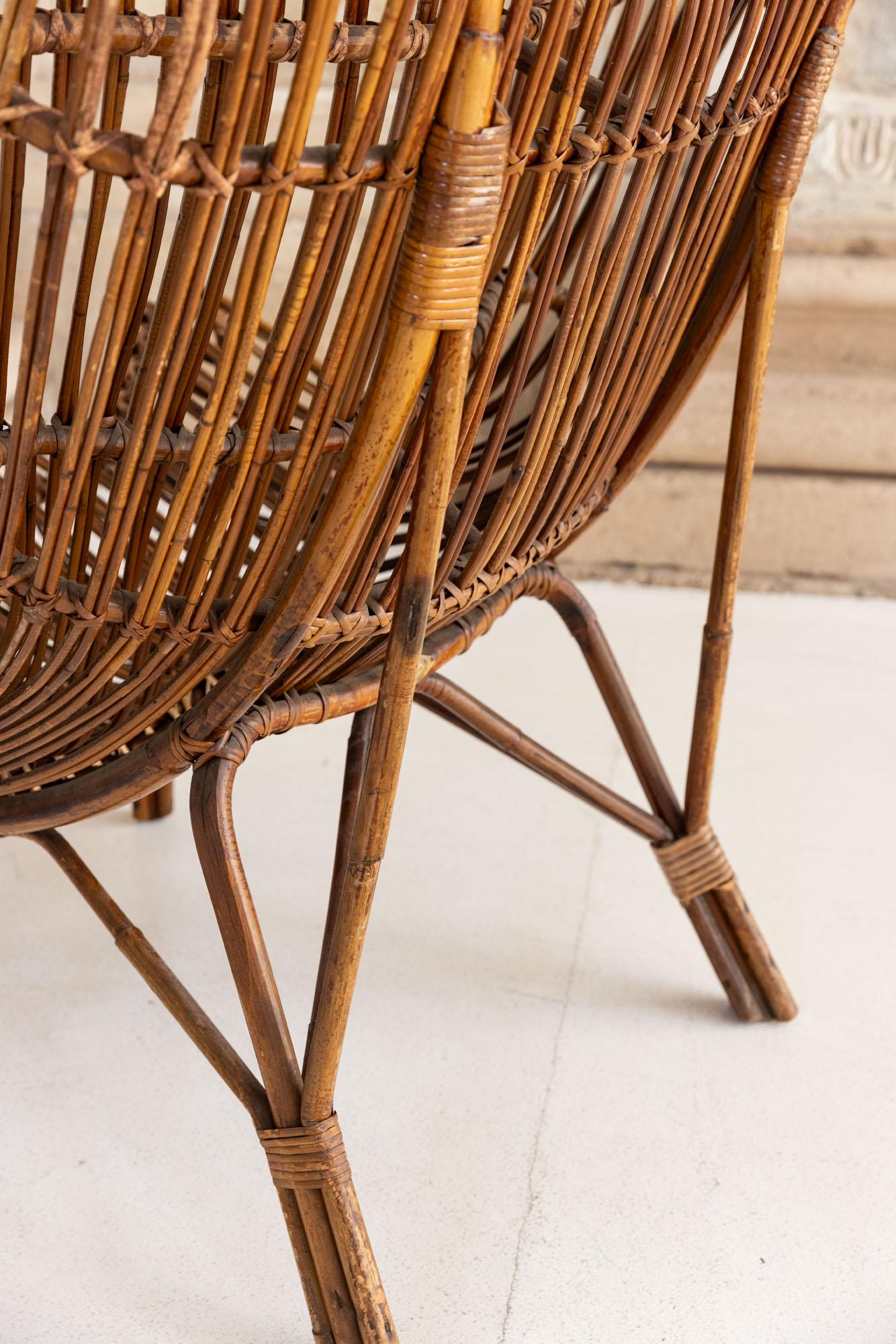 Fauteuil Gala en bambou italien du milieu du siècle dernier par Franco Albini pour Bonacina 4