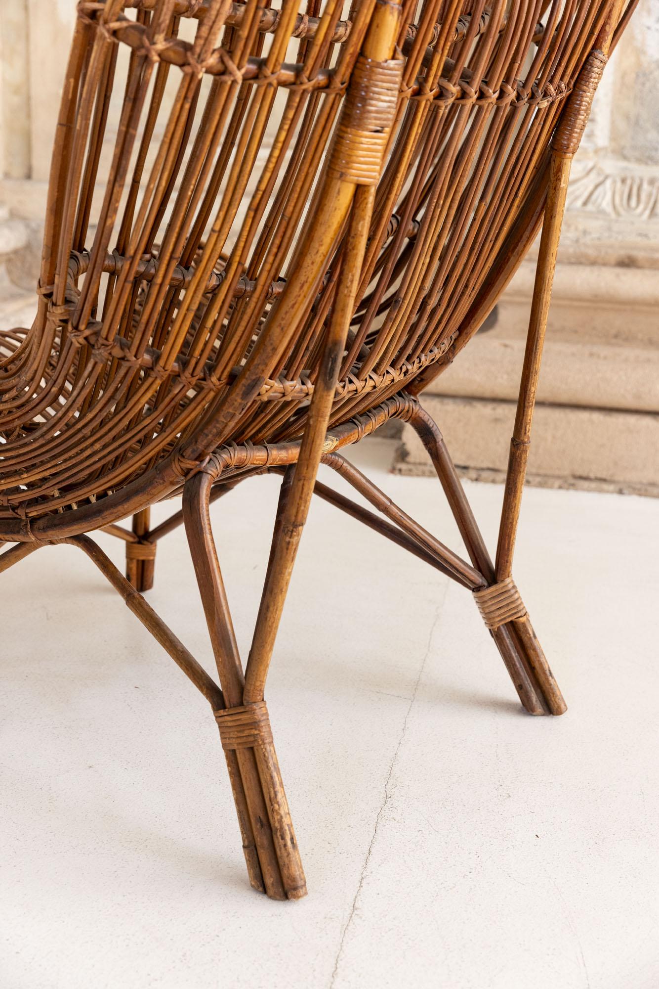 Fauteuil Gala en bambou italien du milieu du siècle dernier par Franco Albini pour Bonacina 6