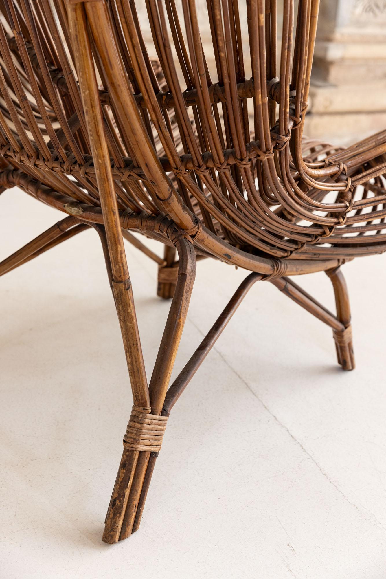 Fauteuil Gala en bambou italien du milieu du siècle dernier par Franco Albini pour Bonacina 11