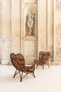 Midcentury italian bamboo Gala armchair by Franco Albini for Bonacina