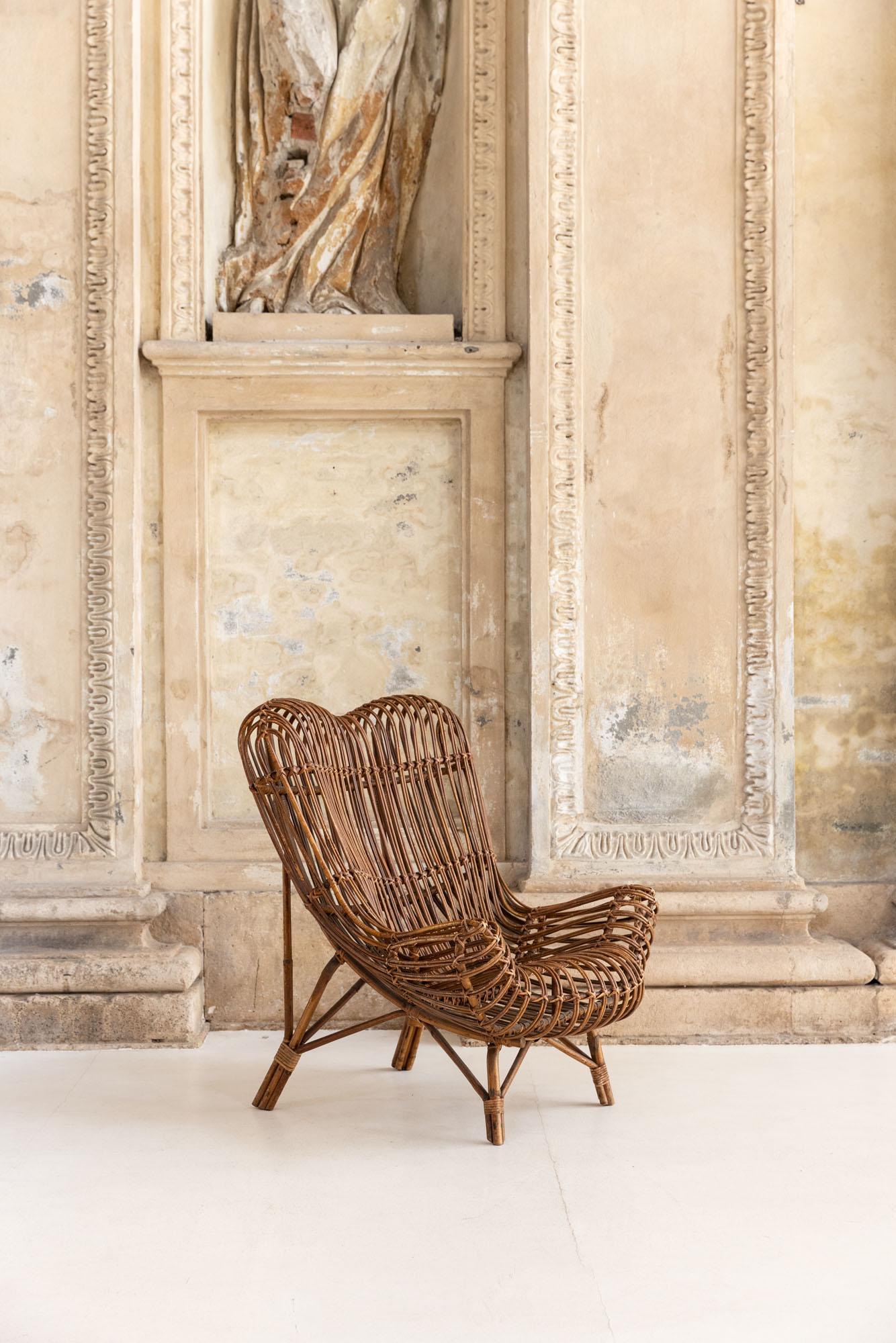 Fauteuil Gala en bambou italien du milieu du siècle dernier par Franco Albini pour Bonacina Excellent état à Piacenza, Italy