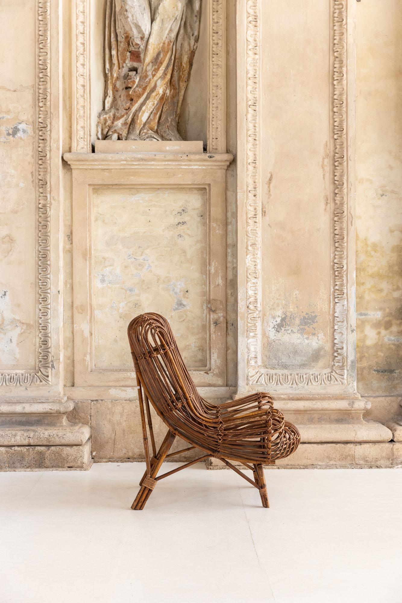 Milieu du XXe siècle Fauteuil Gala en bambou italien du milieu du siècle dernier par Franco Albini pour Bonacina