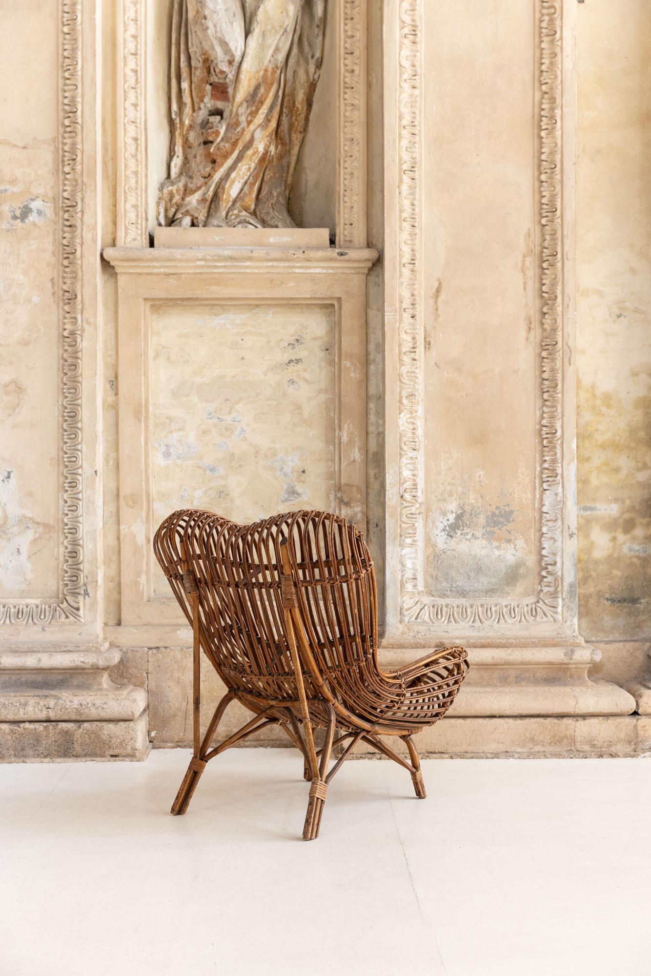 Bambou Fauteuil Gala en bambou italien du milieu du siècle dernier par Franco Albini pour Bonacina