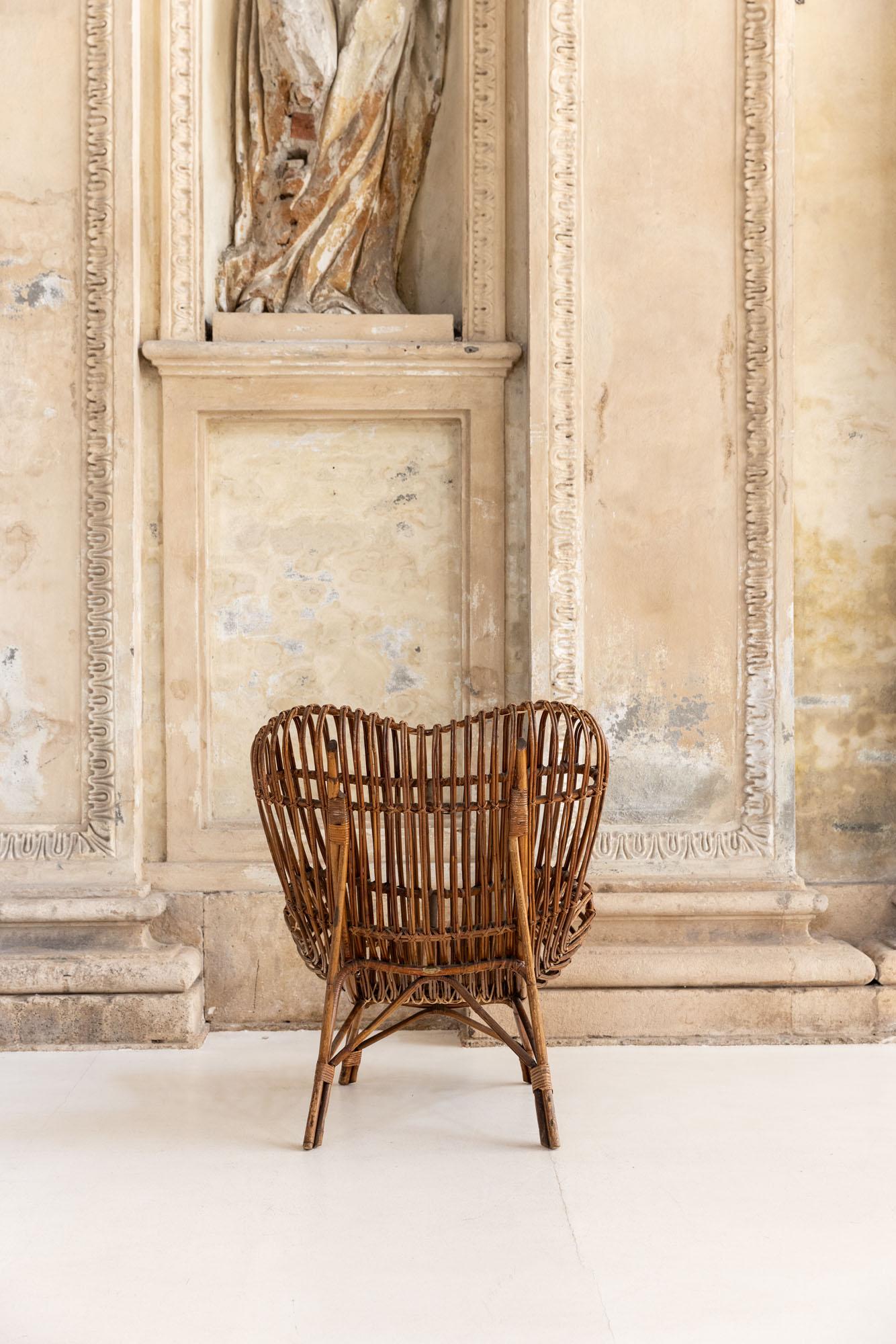 Fauteuil Gala en bambou italien du milieu du siècle dernier par Franco Albini pour Bonacina 1