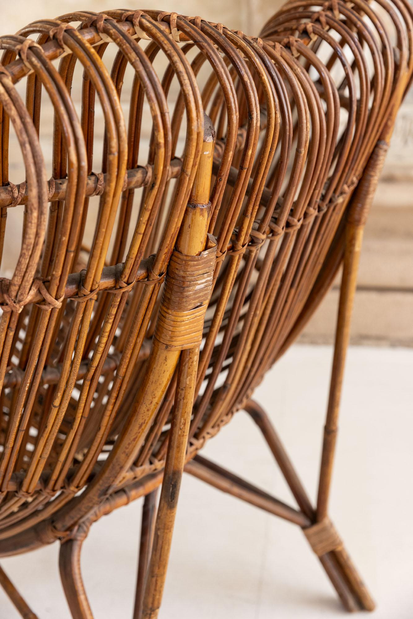 Fauteuil Gala en bambou italien du milieu du siècle dernier par Franco Albini pour Bonacina 3