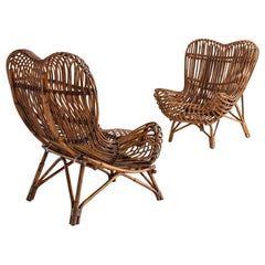 Midcentury italian bamboo Gala armchair by Franco Albini for Bonacina