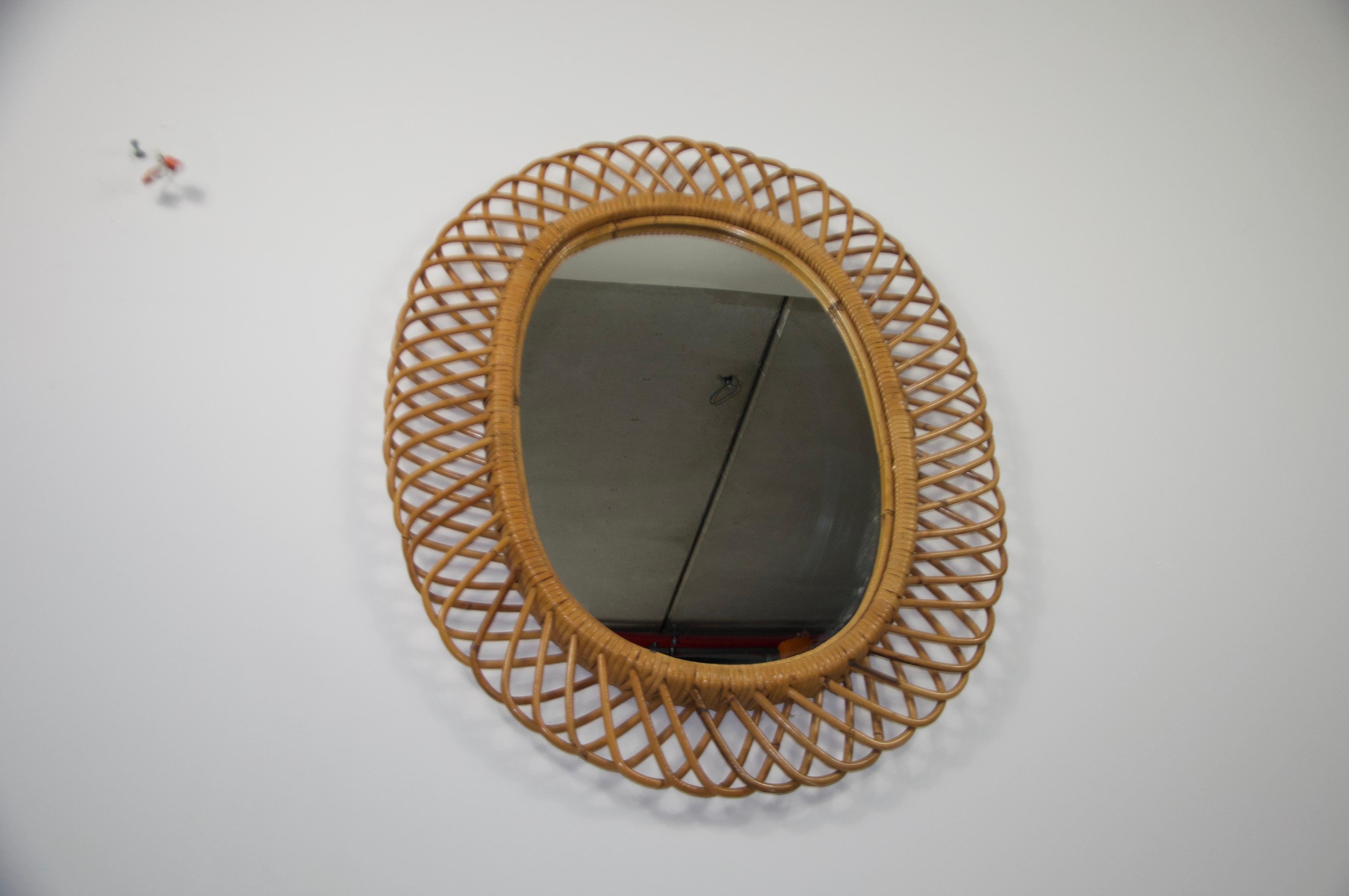 Mid-Century Modern Midcentury Italian Bamboo Mirror, Italy, 1960s For Sale