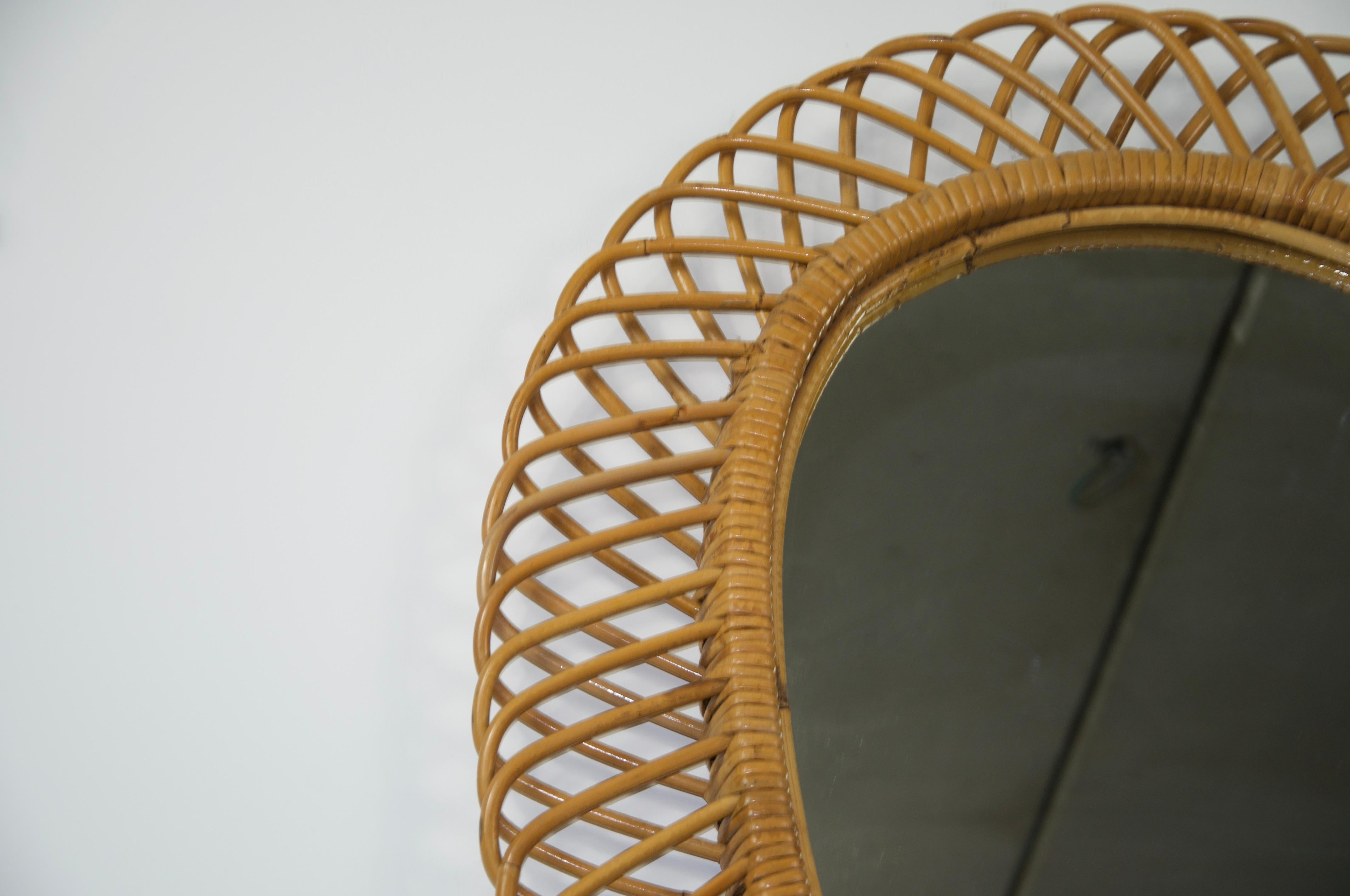 Mid-20th Century Midcentury Italian Bamboo Mirror, Italy, 1960s For Sale