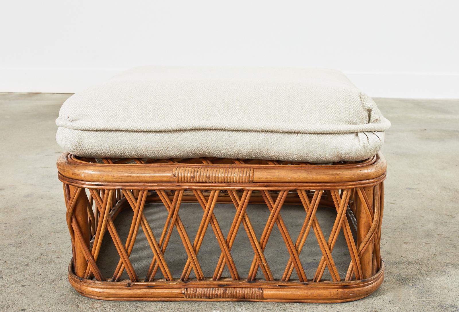 Mid-Century Italian Bamboo Rattan Lounge Chair and Ottoman 9