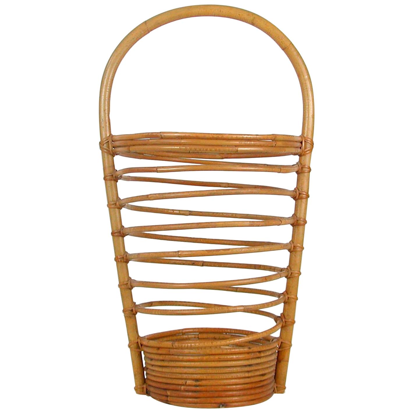 Midcentury Italian Bamboo Umbrella Stand, 1960s For Sale