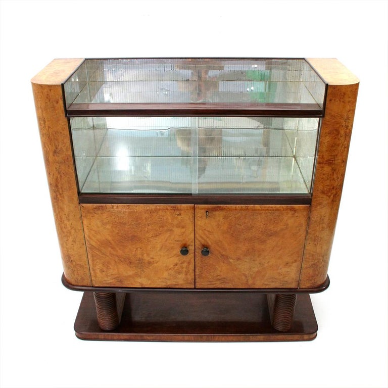 Midcentury Italian Bar in Briarwood and Mirror, 1940s at 1stDibs
