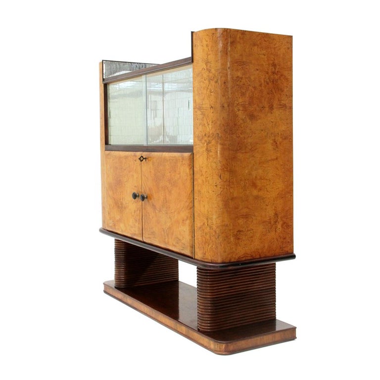 Midcentury Italian Bar in Briarwood and Mirror, 1940s at 1stDibs