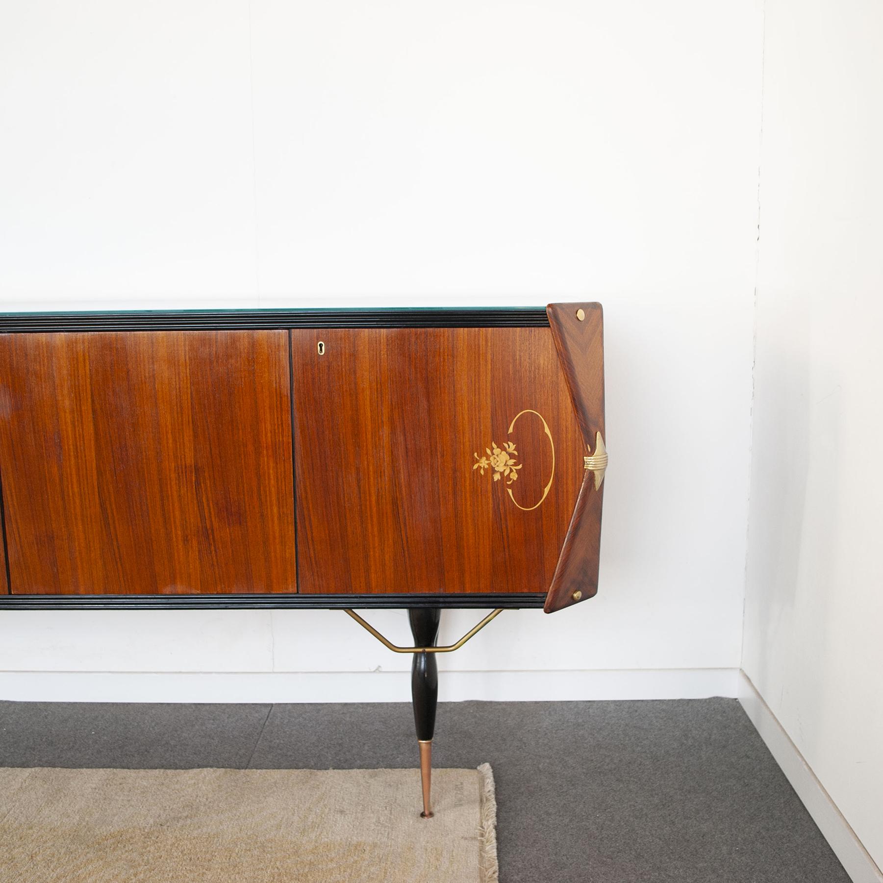 Brass Midcentury Italian Bar Cabinet Late Fifties For Sale