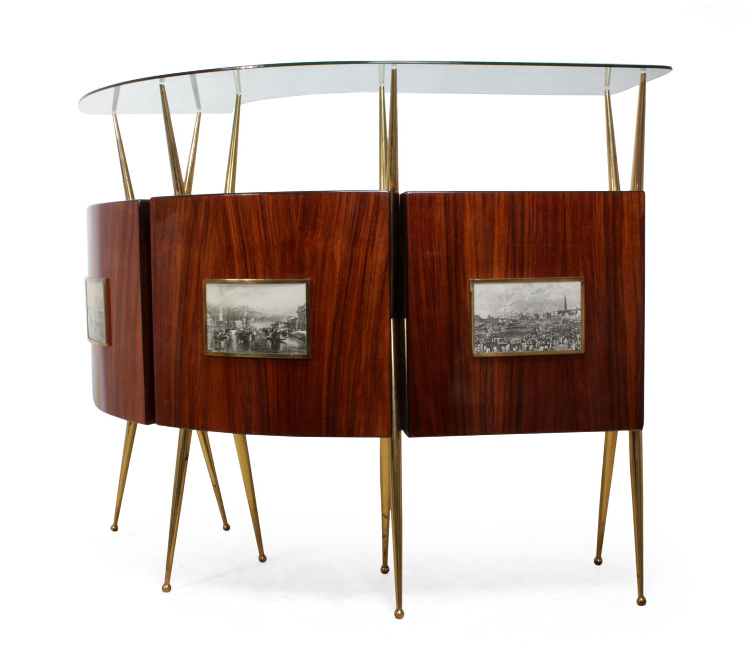 Midcentury Italian Bar Gio Ponti Style, circa 1950 In Excellent Condition In Paddock Wood, Kent