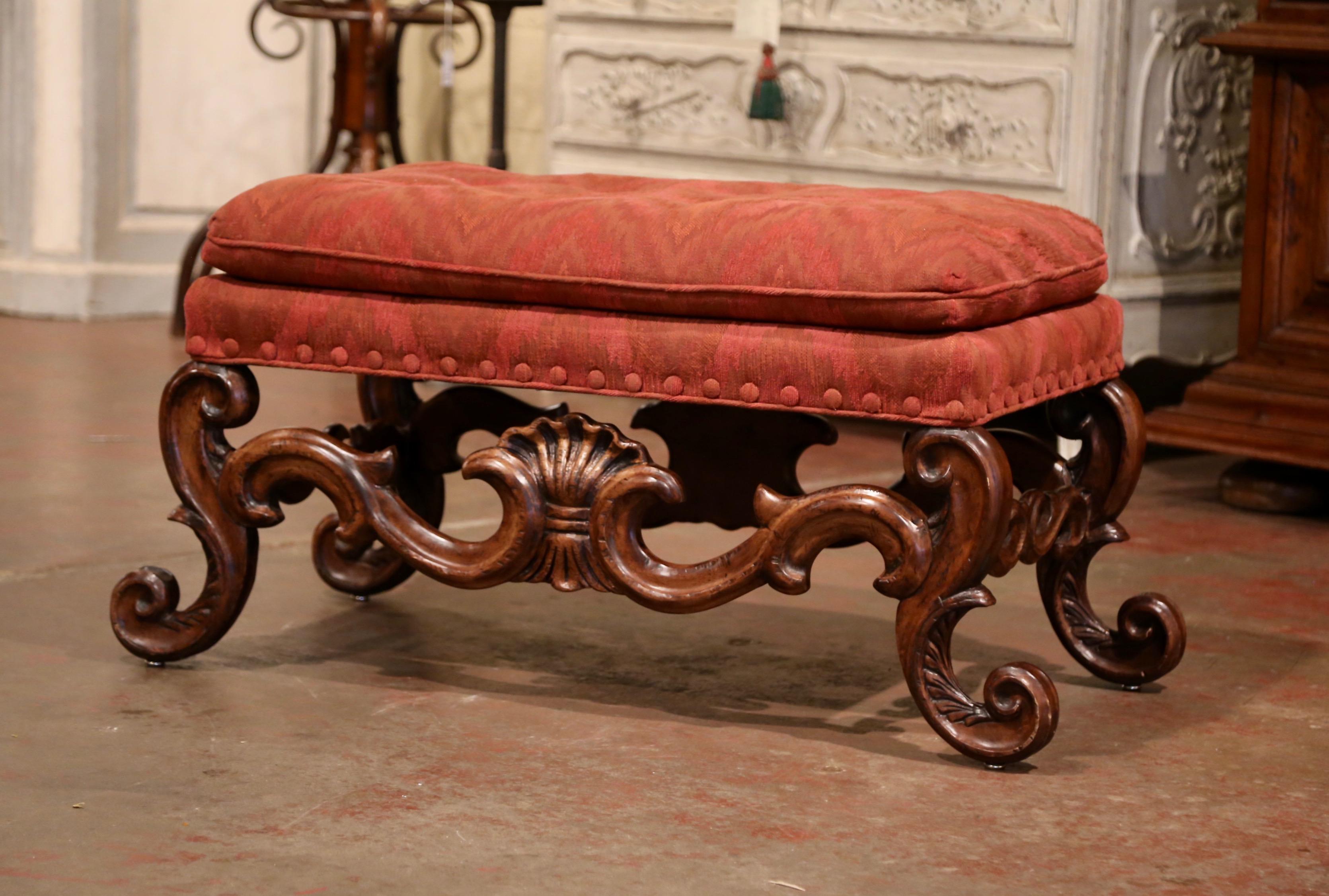 red ottoman bench