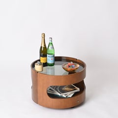 Tavolino da caffè in compensato curvato con rotelle di Molteni, 1970