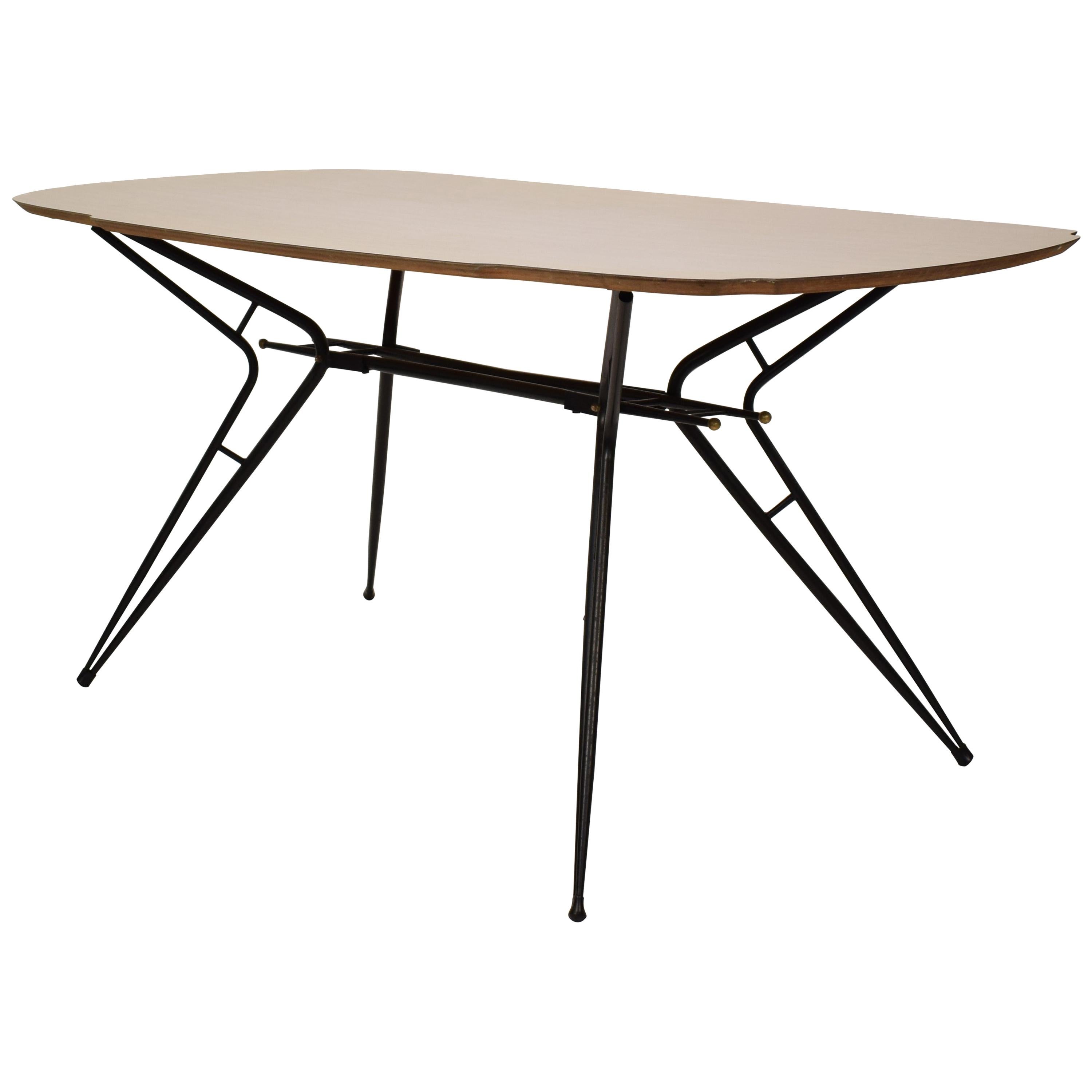 Midcentury Italian Black and White Dining Table Attributed to Ico Parisi, 1958