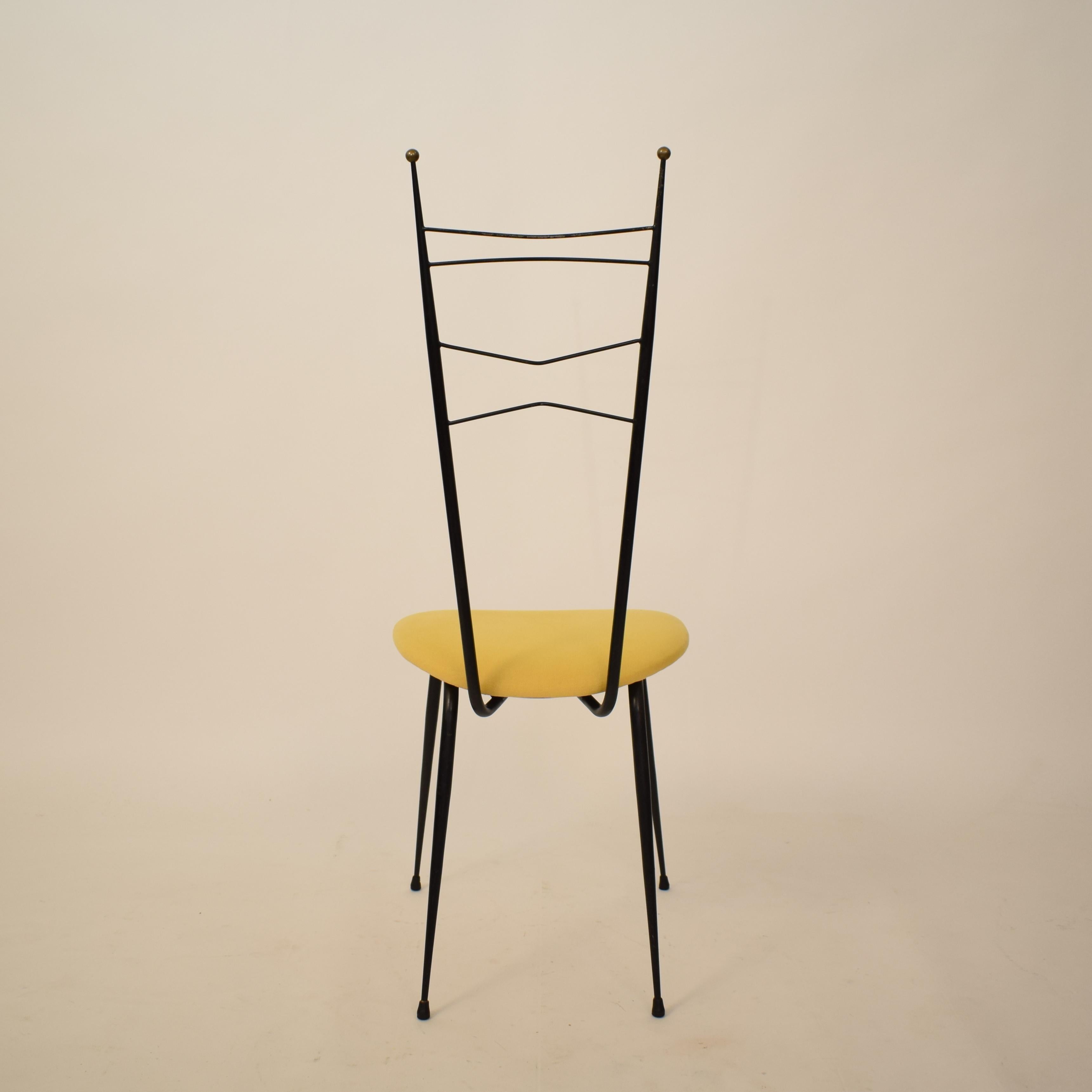Midcentury Italian Black and Yellow Dining Chairs Attributed to Ico Parisi, 1958 4