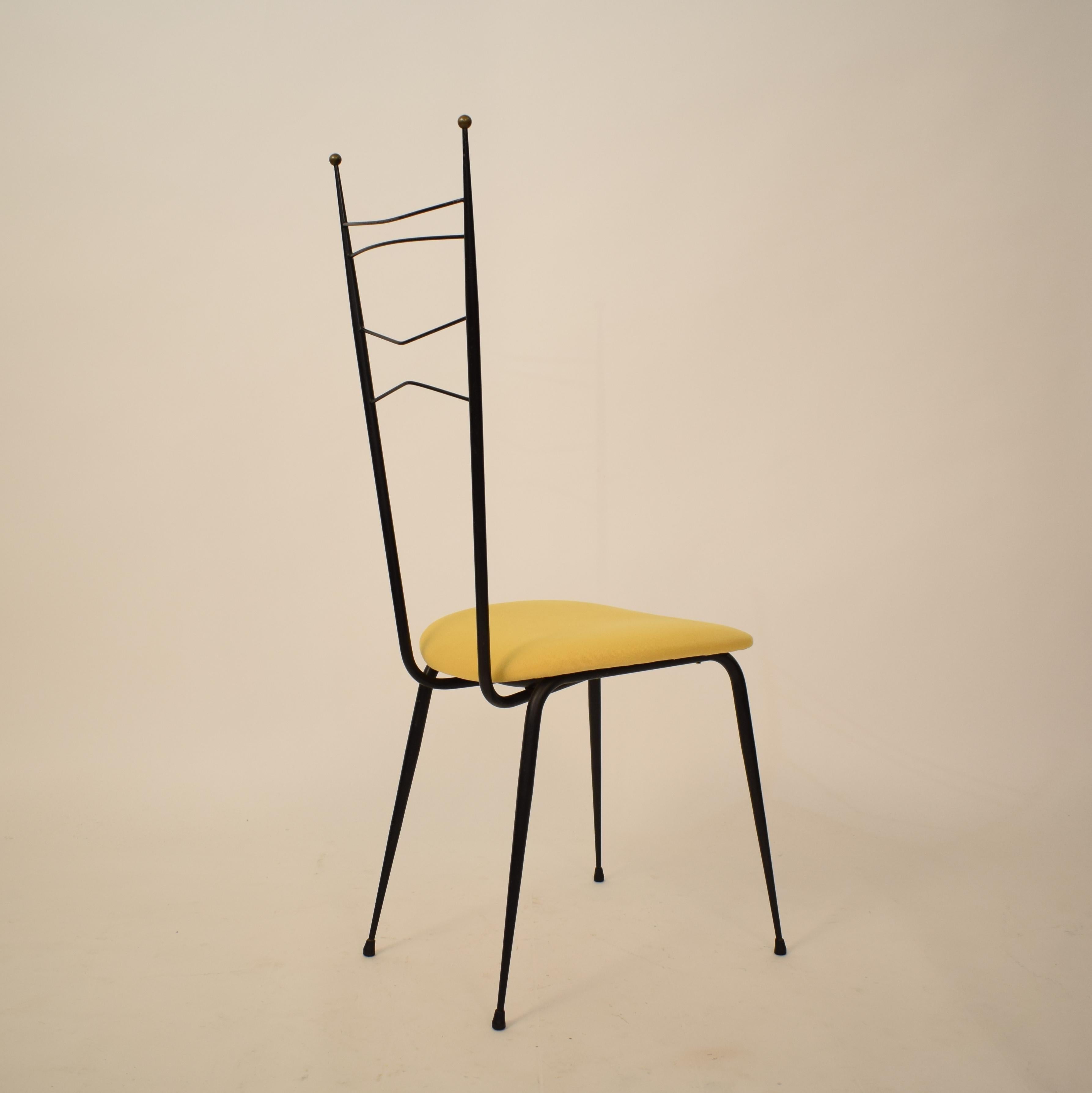 Midcentury Italian Black and Yellow Dining Chairs Attributed to Ico Parisi, 1958 7