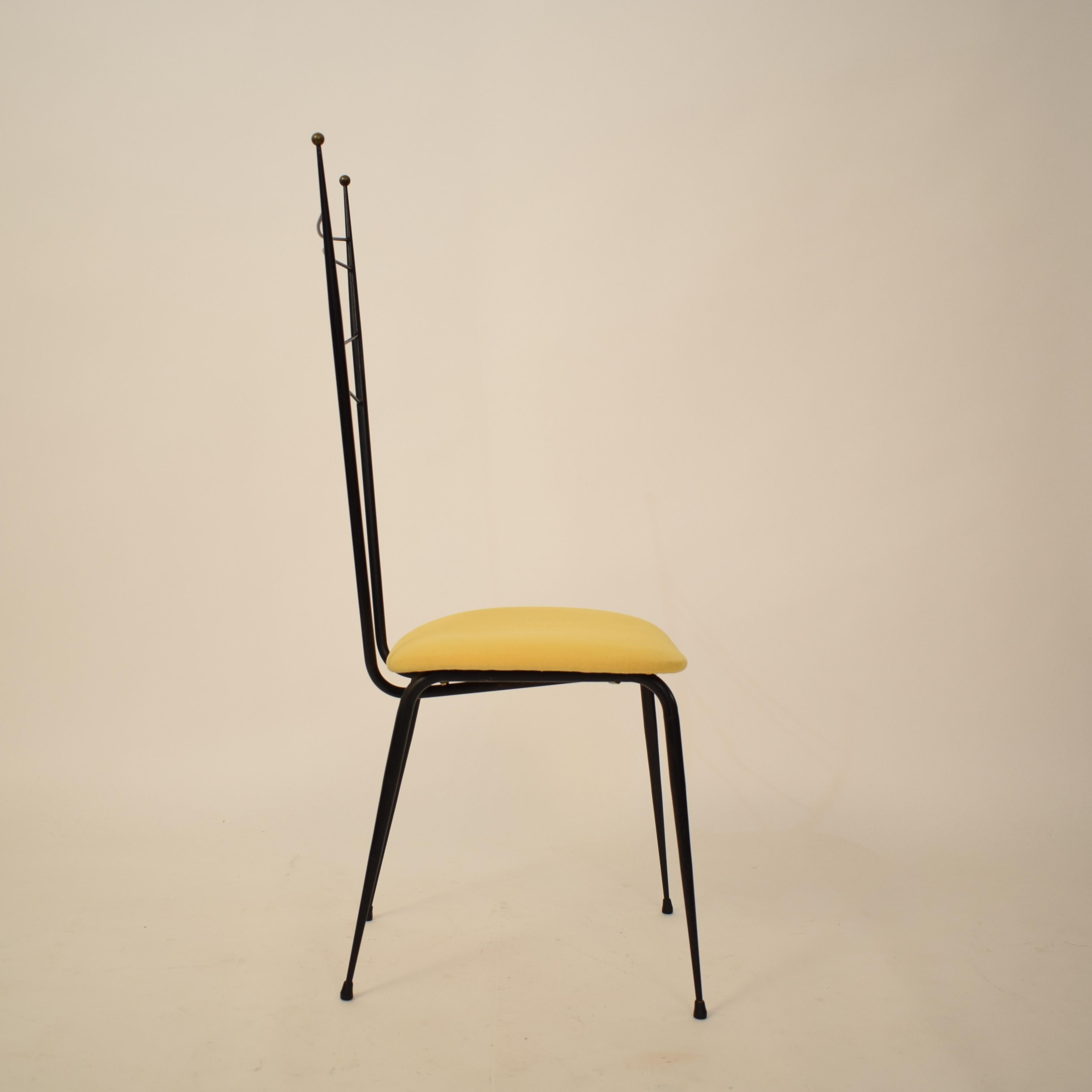 Midcentury Italian Black and Yellow Dining Chairs Attributed to Ico Parisi, 1958 8