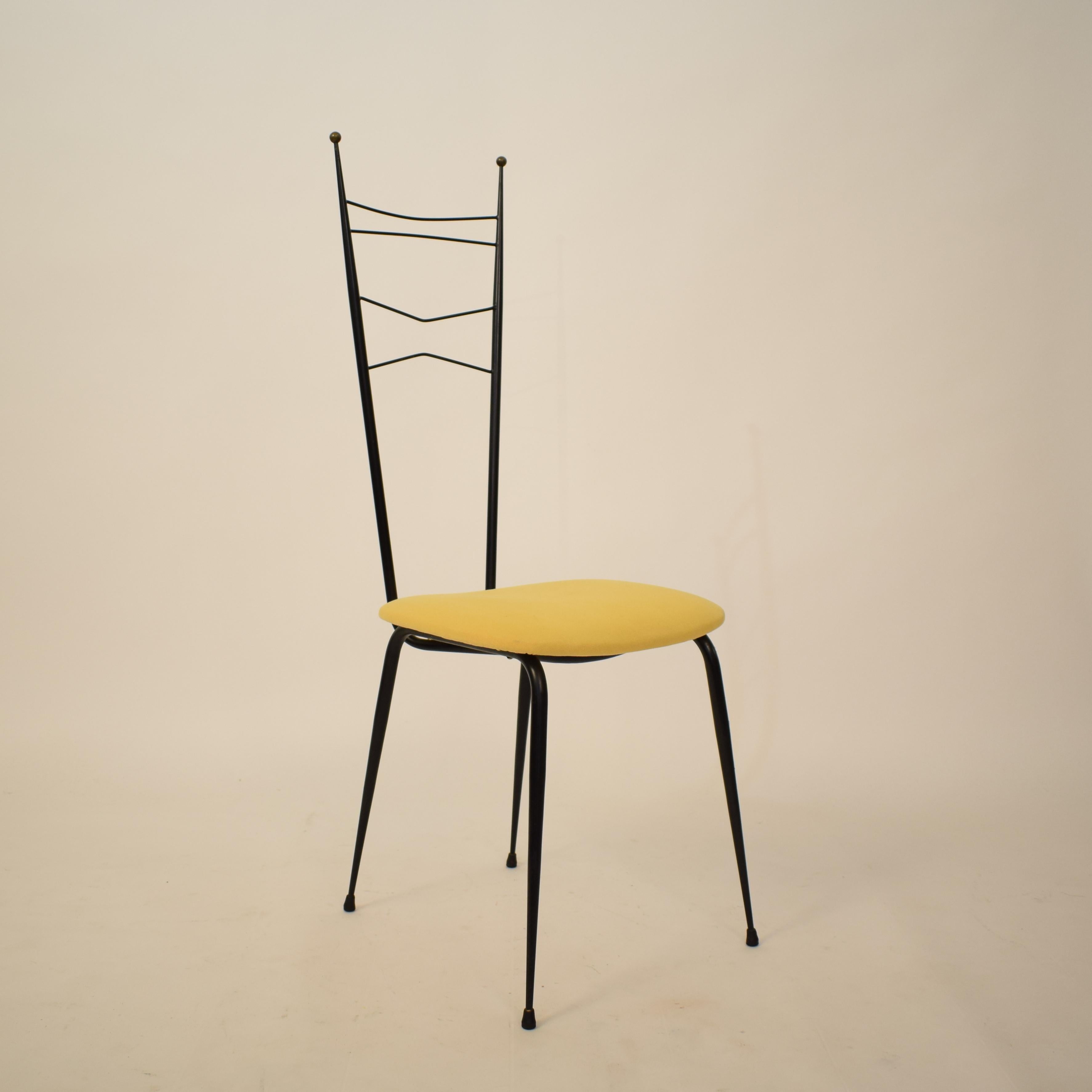 Midcentury Italian Black and Yellow Dining Chairs Attributed to Ico Parisi, 1958 10