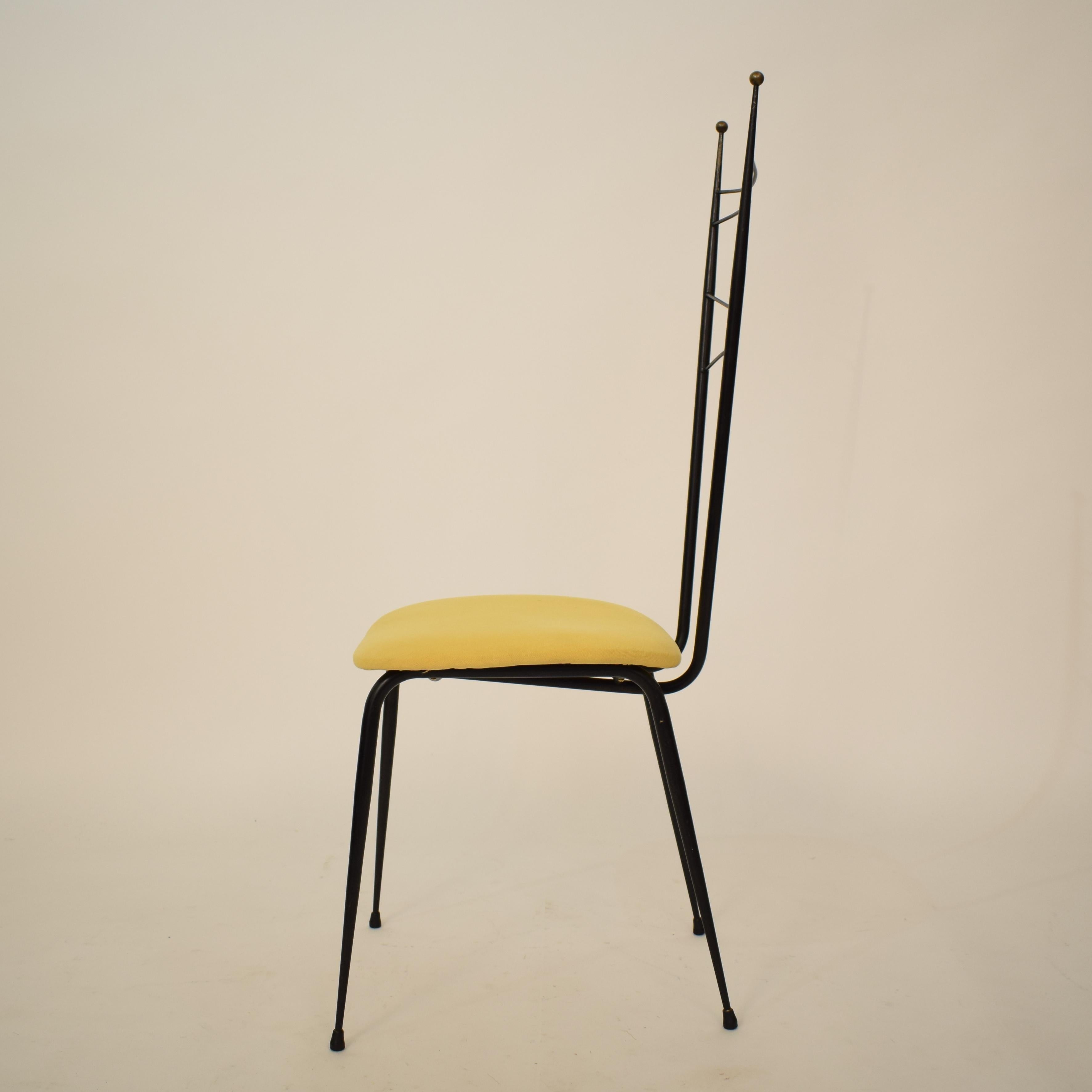 Midcentury Italian Black and Yellow Dining Chairs Attributed to Ico Parisi, 1958 In Good Condition In Berlin, DE