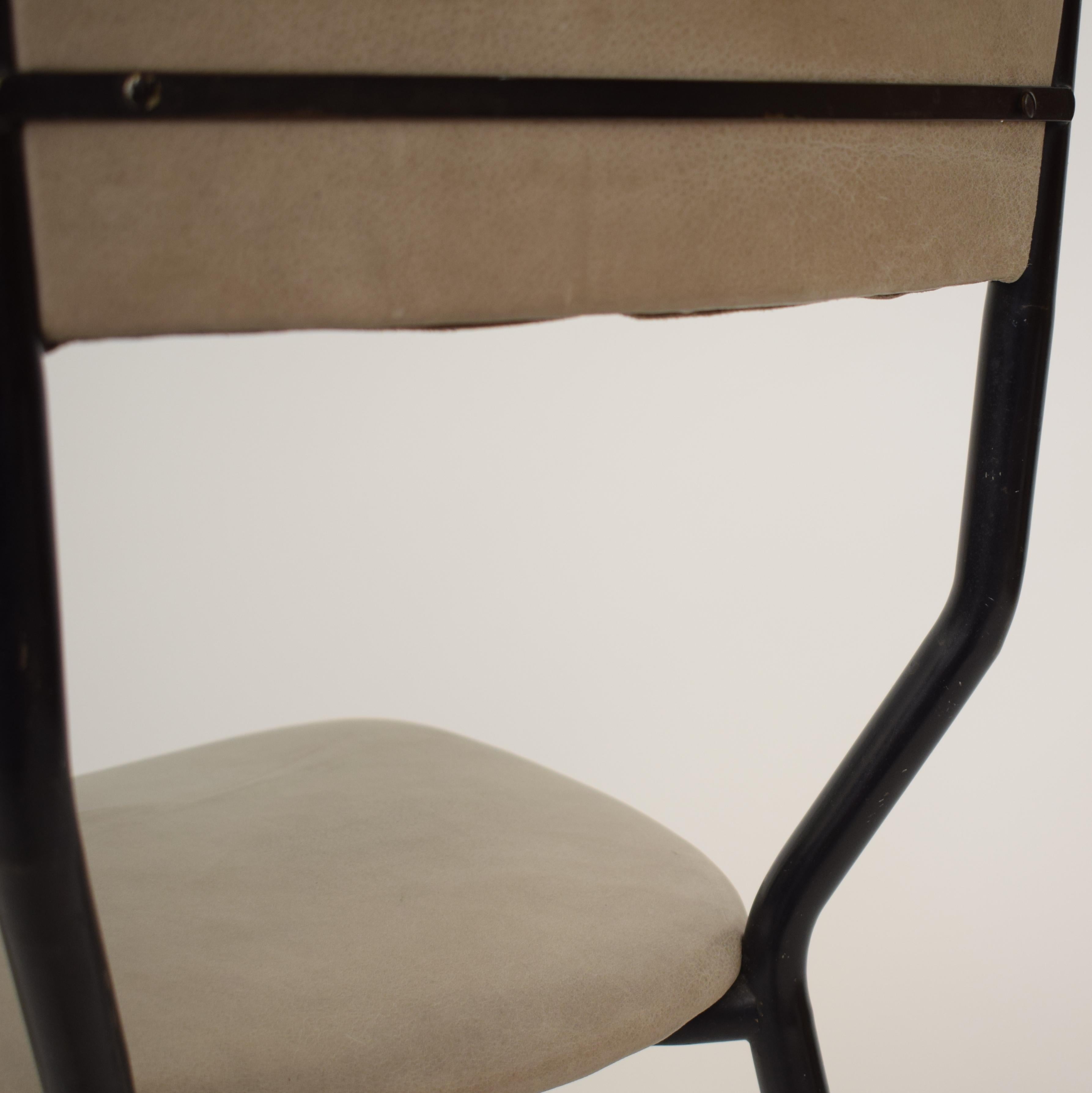 Midcentury Italian Black Metal and Grey Leather Dining Chair, 1950 4