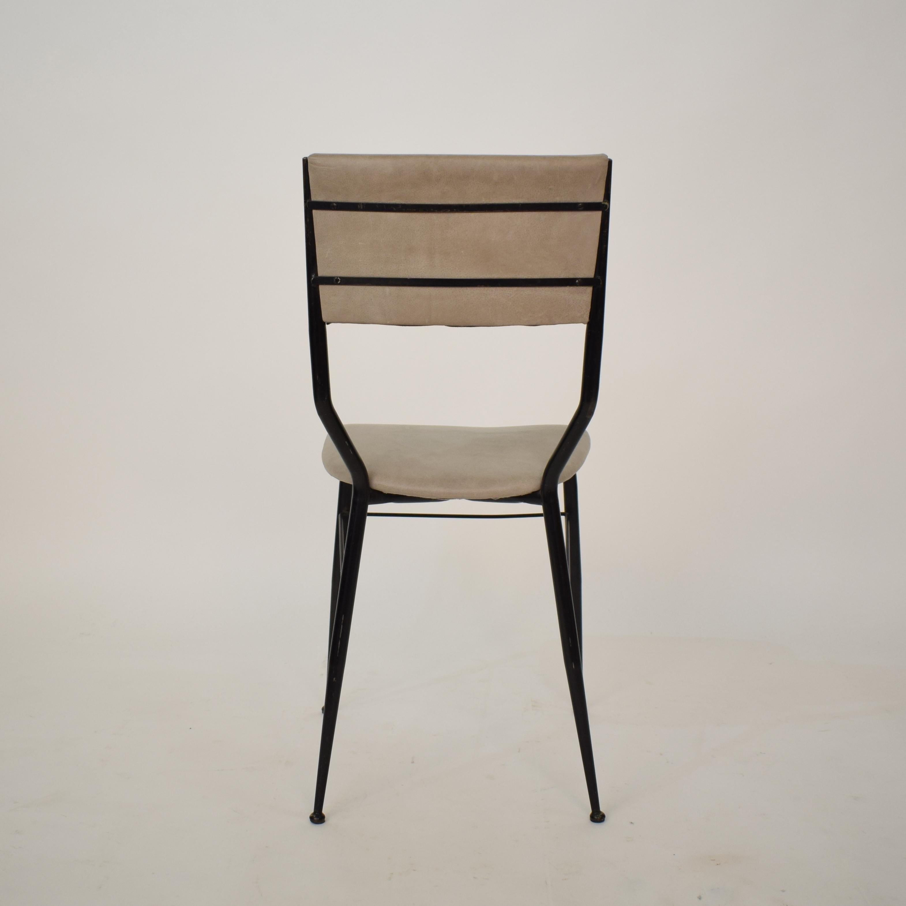 Midcentury Italian Black Metal and Grey Leather Dining Chair, 1950 6