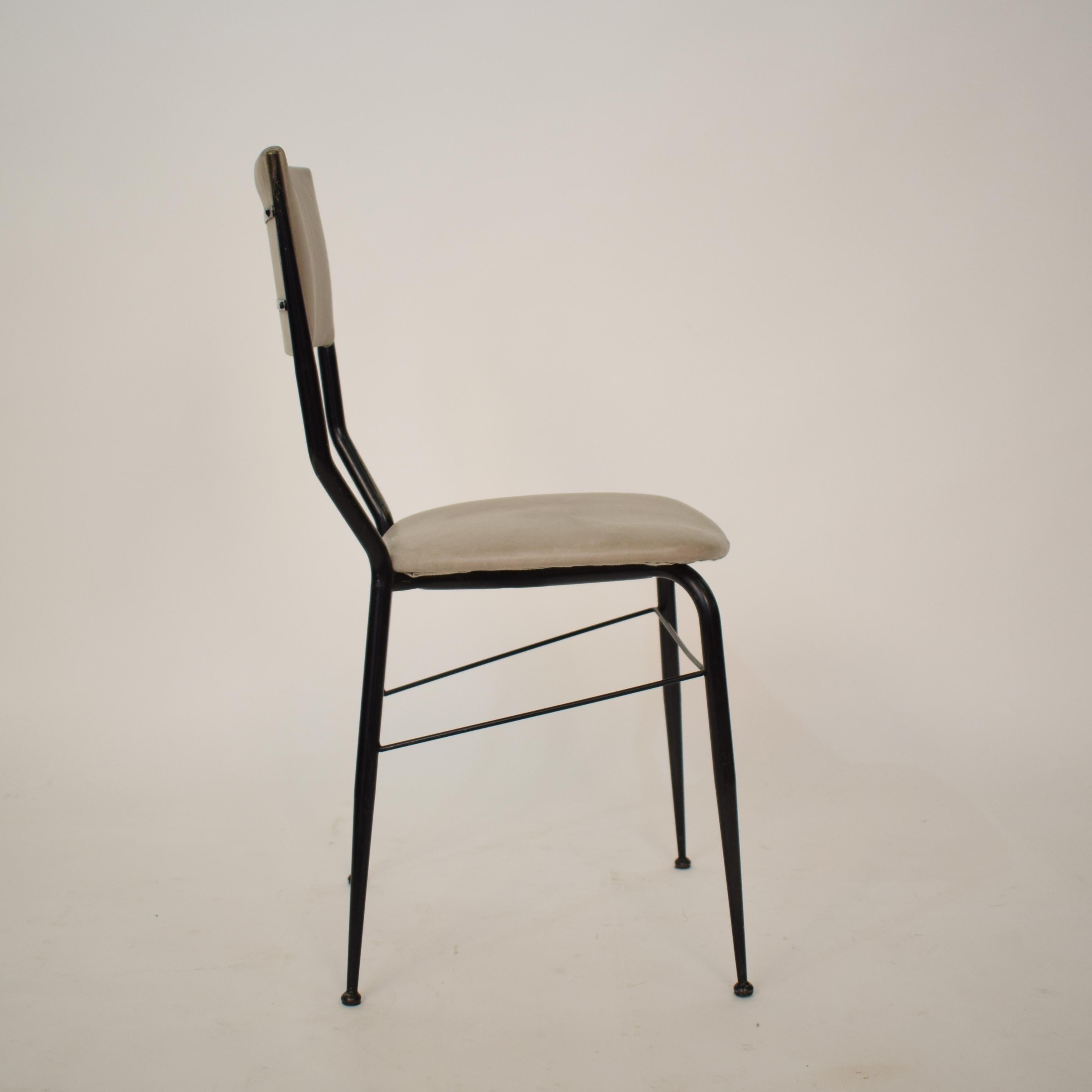 Midcentury Italian Black Metal and Grey Leather Dining Chair, 1950 9