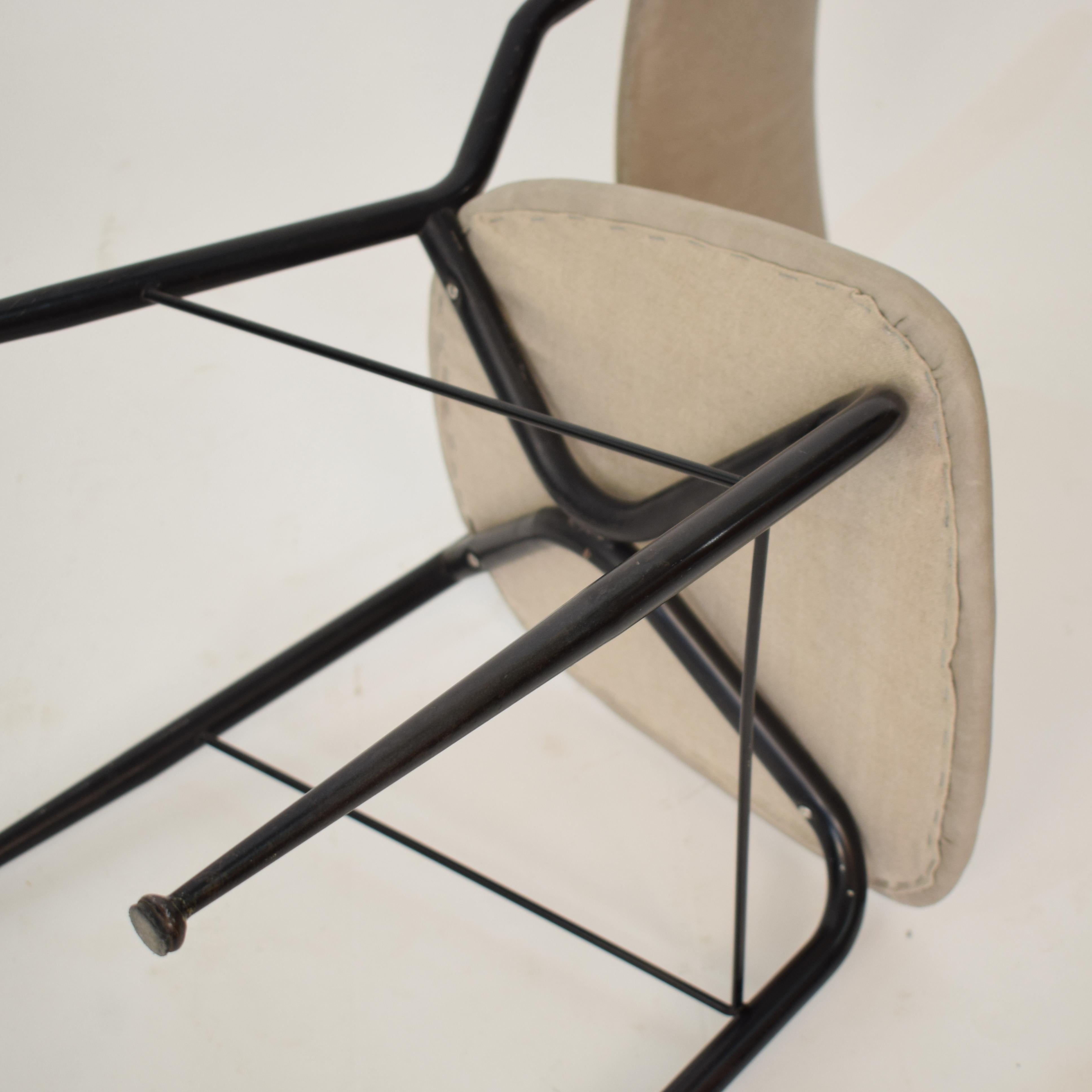 Midcentury Italian Black Metal and Grey Leather Dining Chair, 1950 13