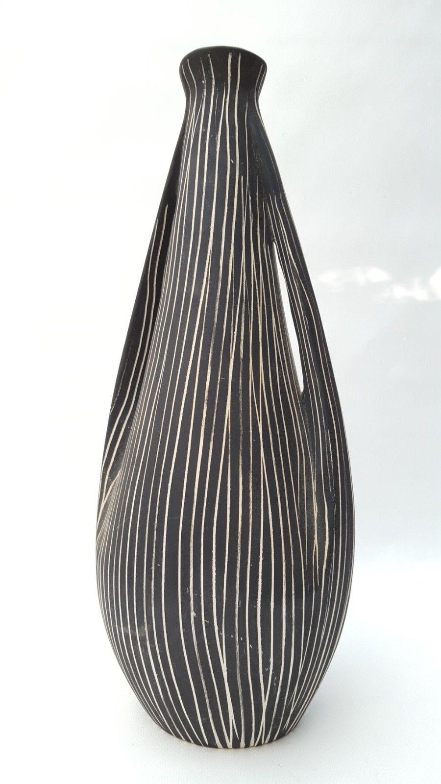 Midcentury Italian Black Yellow Enamel Ceramic Vase, 1960s 1