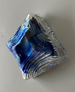 Midcentury Italian Blue Clear Murano Wall Sconces by Mazzega, 1970s