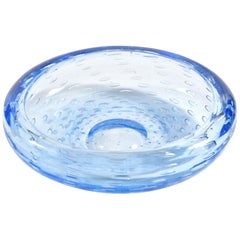 Midcentury Italian Blue Murano Bubble Bowl