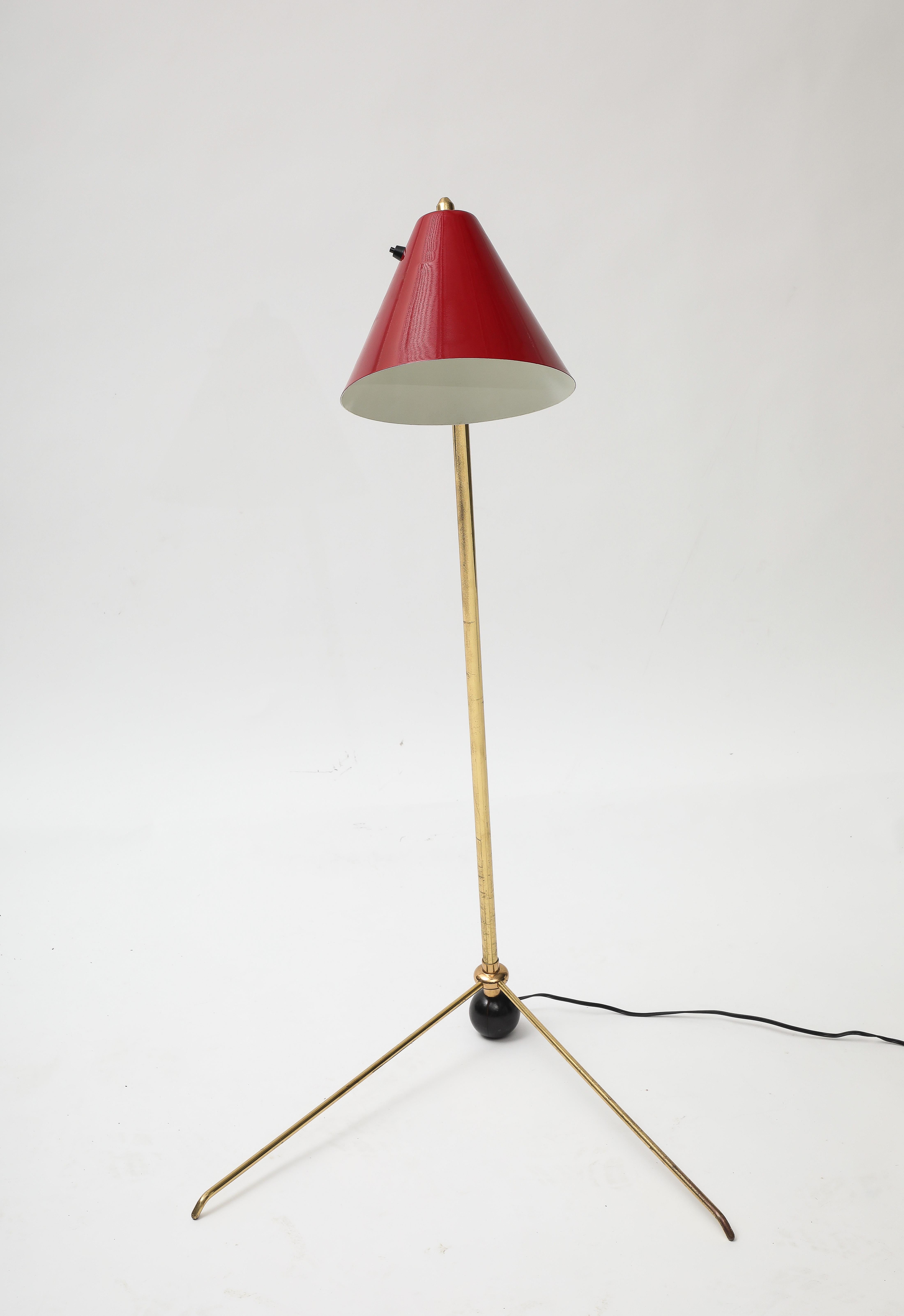 Verstellbare Stehlampe aus italienischem Messing aus der Mitte des Jahrhunderts im Angebot 5