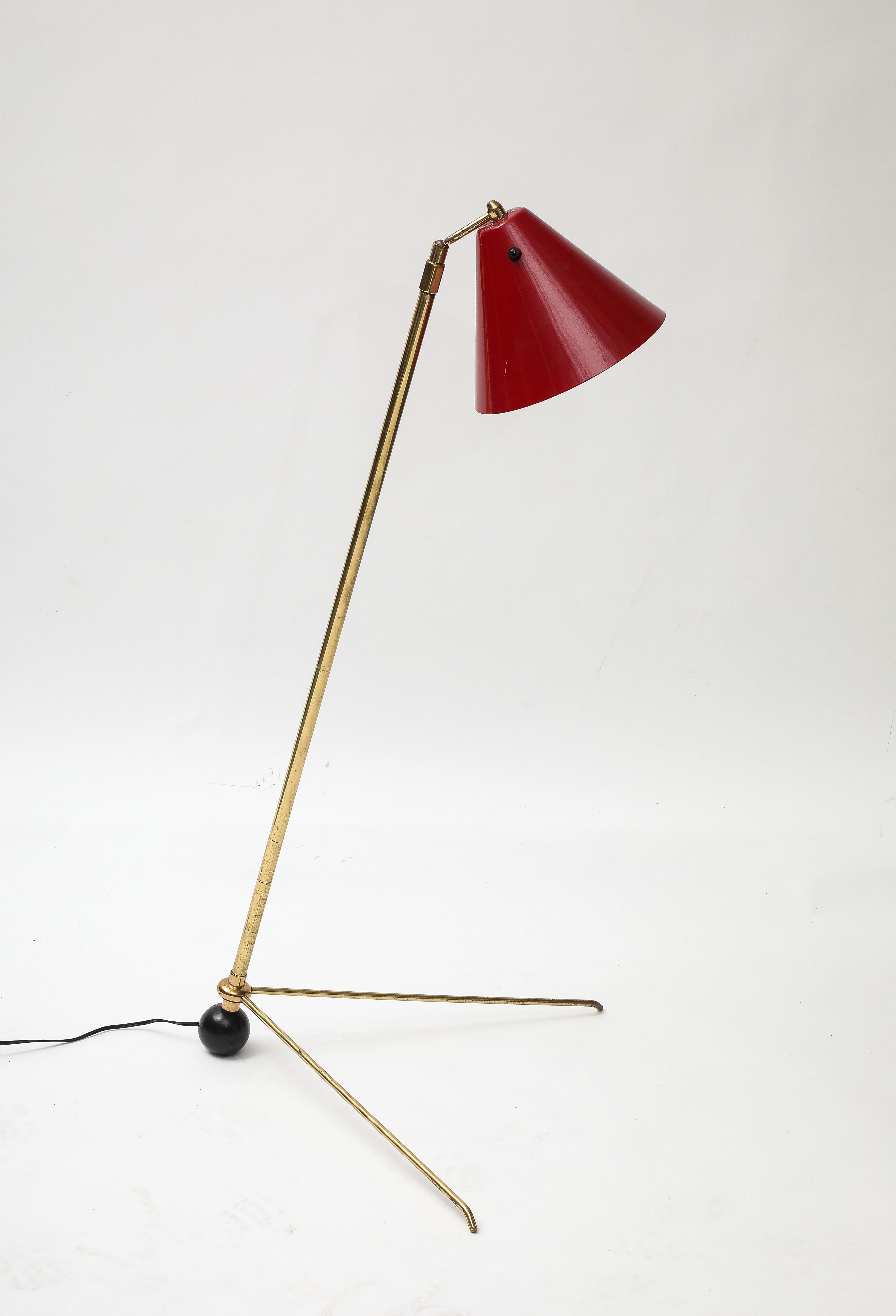 Verstellbare Stehlampe aus italienischem Messing aus der Mitte des Jahrhunderts im Angebot 7
