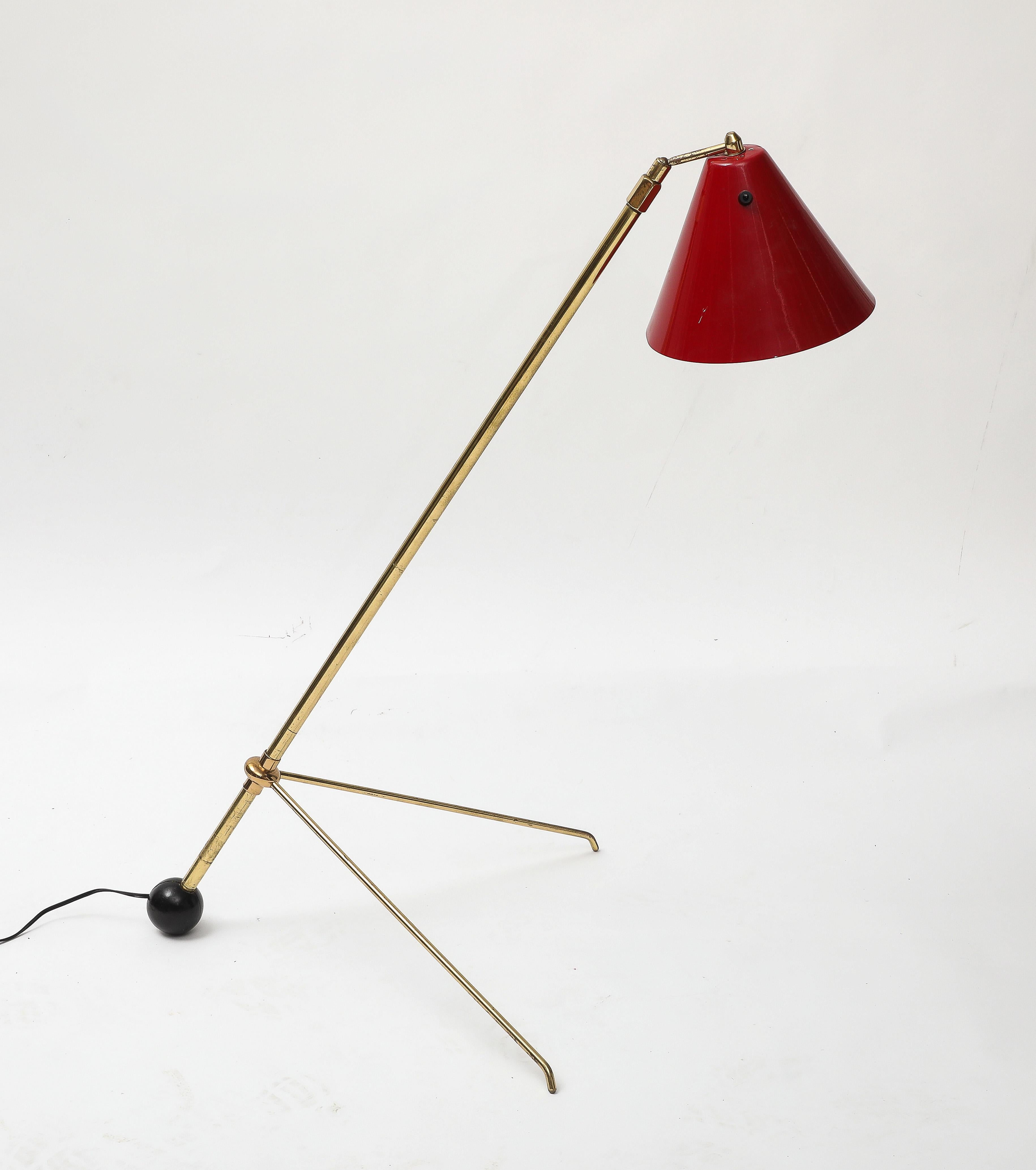 Verstellbare Stehlampe aus italienischem Messing aus der Mitte des Jahrhunderts im Angebot 9