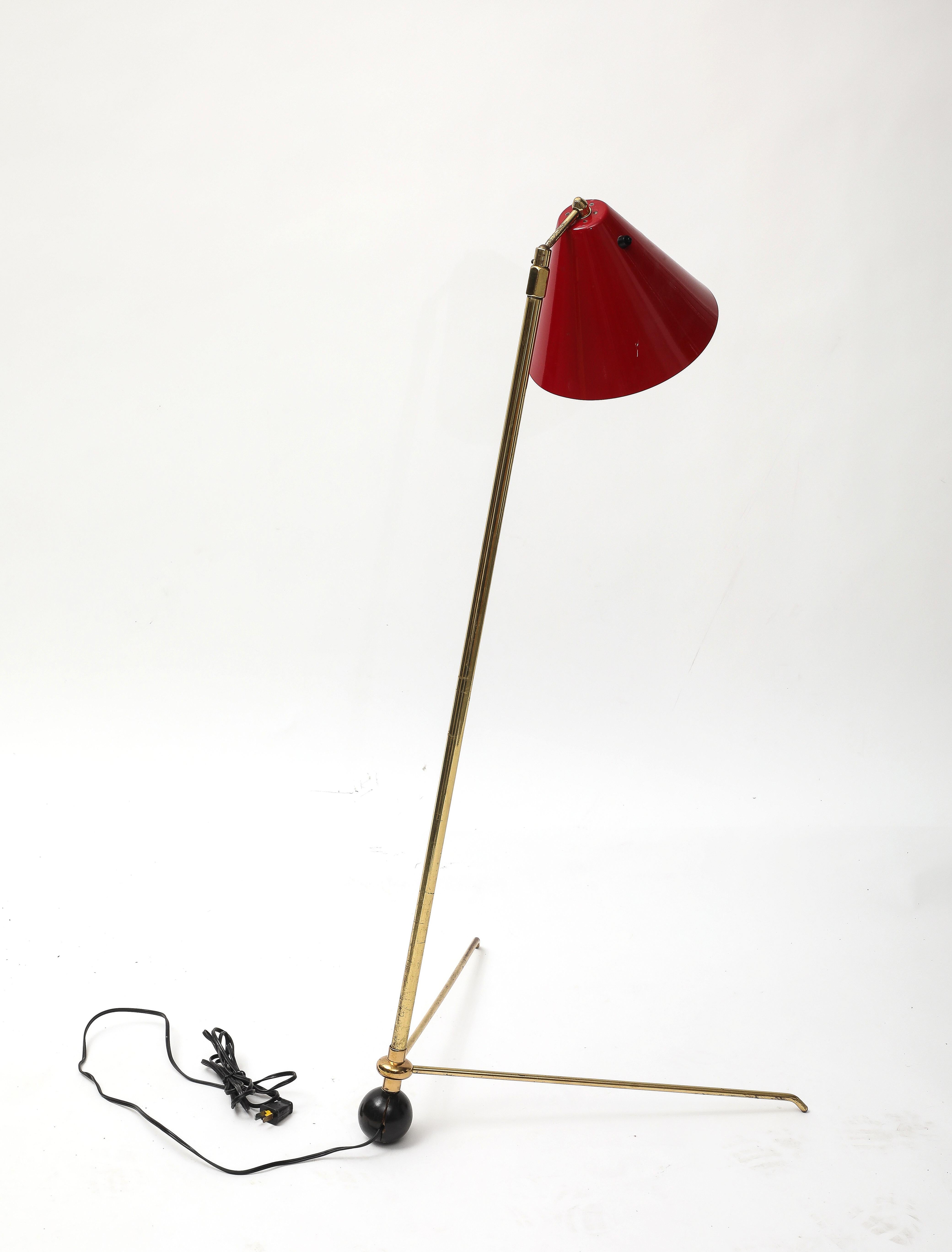 Verstellbare Stehlampe aus italienischem Messing aus der Mitte des Jahrhunderts im Angebot 13