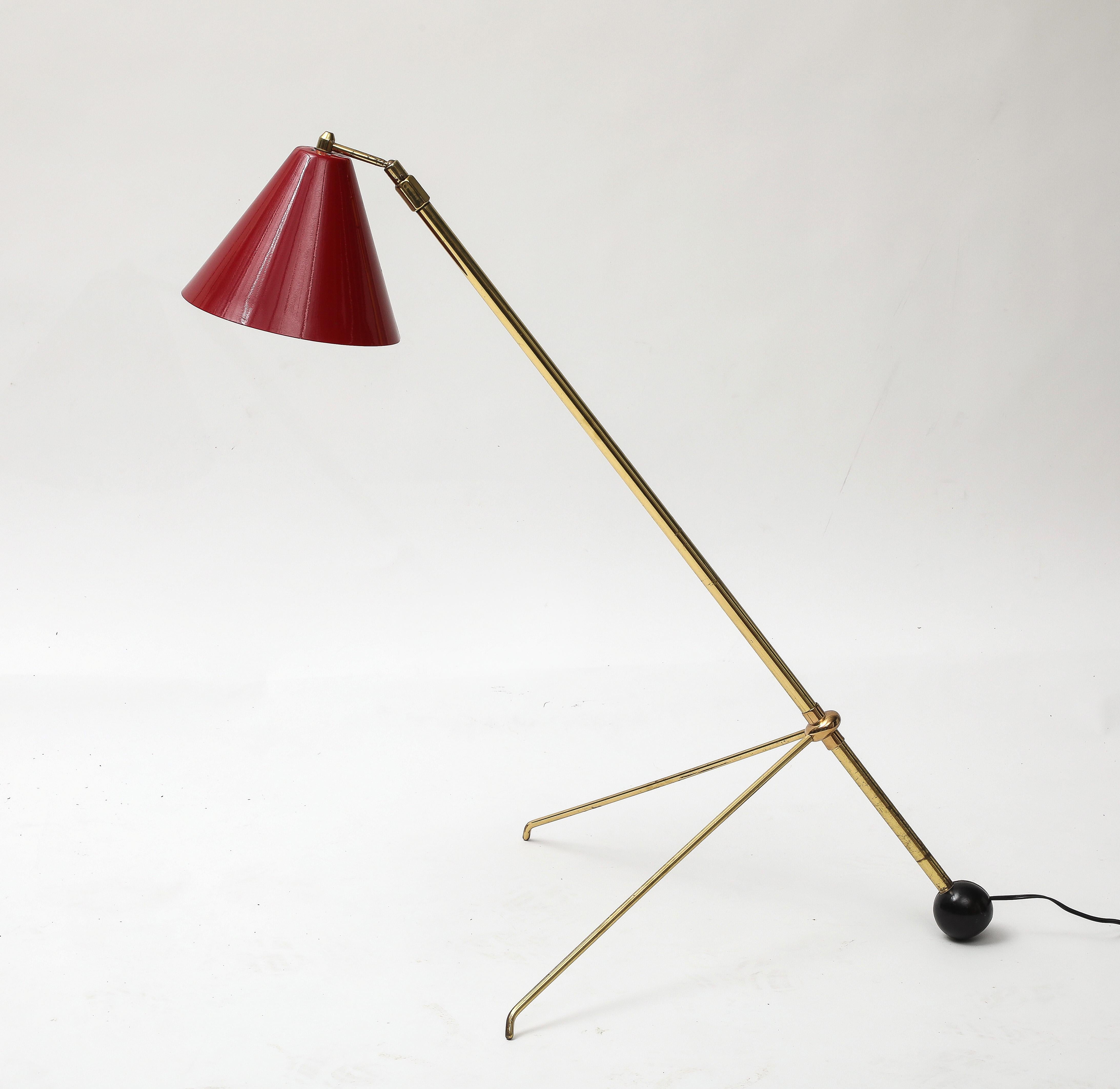 Verstellbare Stehlampe aus italienischem Messing aus der Mitte des Jahrhunderts im Zustand „Gut“ im Angebot in Chicago, IL
