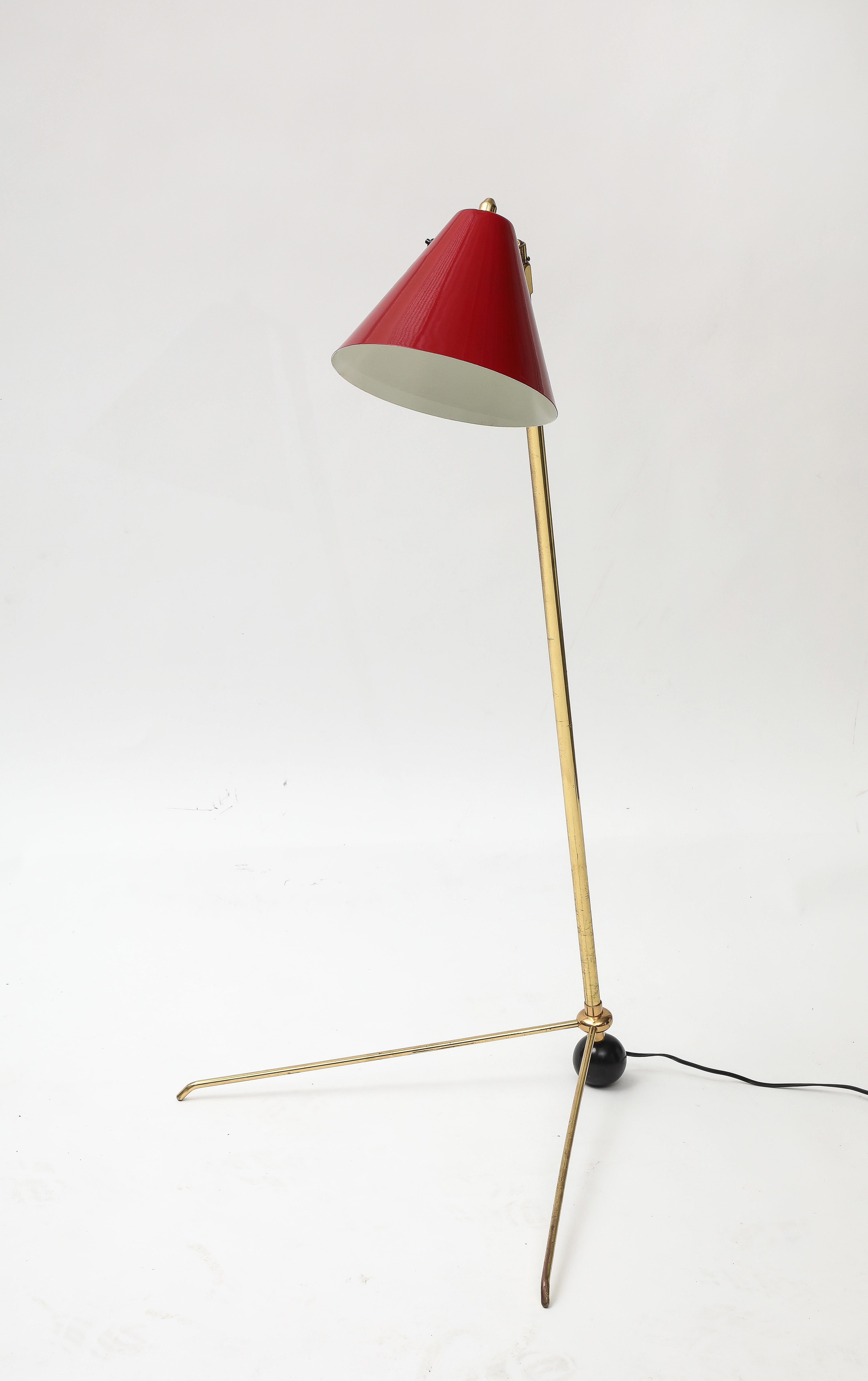 Verstellbare Stehlampe aus italienischem Messing aus der Mitte des Jahrhunderts im Angebot 2