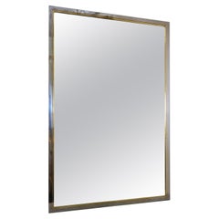Midcentury Italian Brass and Chrome Wall Mirror