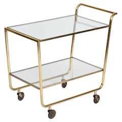 Großer Servierwagen aus Messing und Kristall aus der Mitte des Jahrhunderts, Cesare Lacca 1950er Jahre