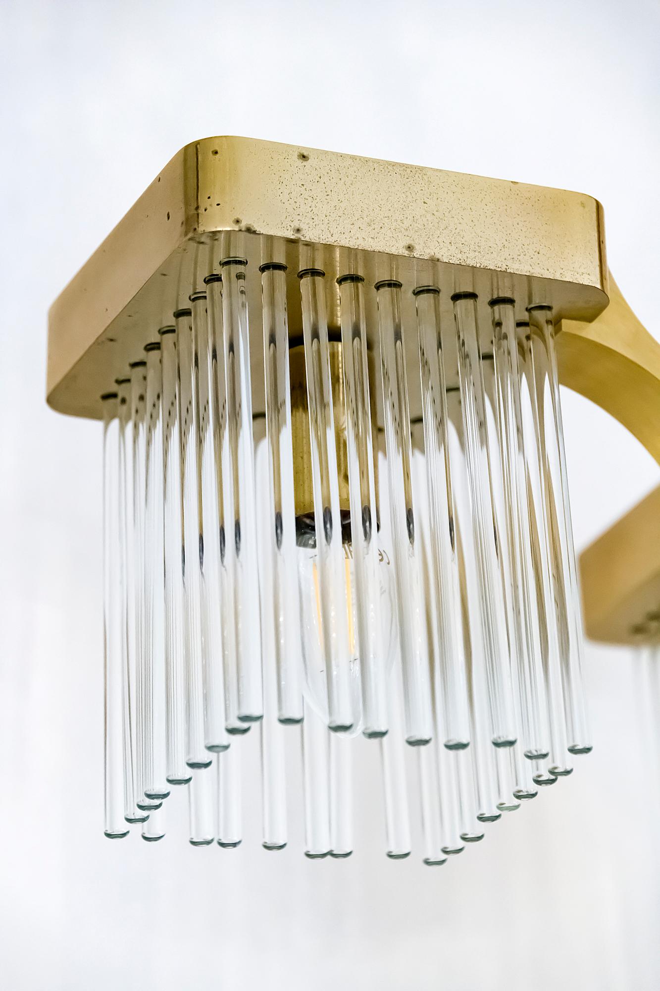 20th Century Midcentury Italian Brass and Glass Chandelier by Sciolari, circa 1960