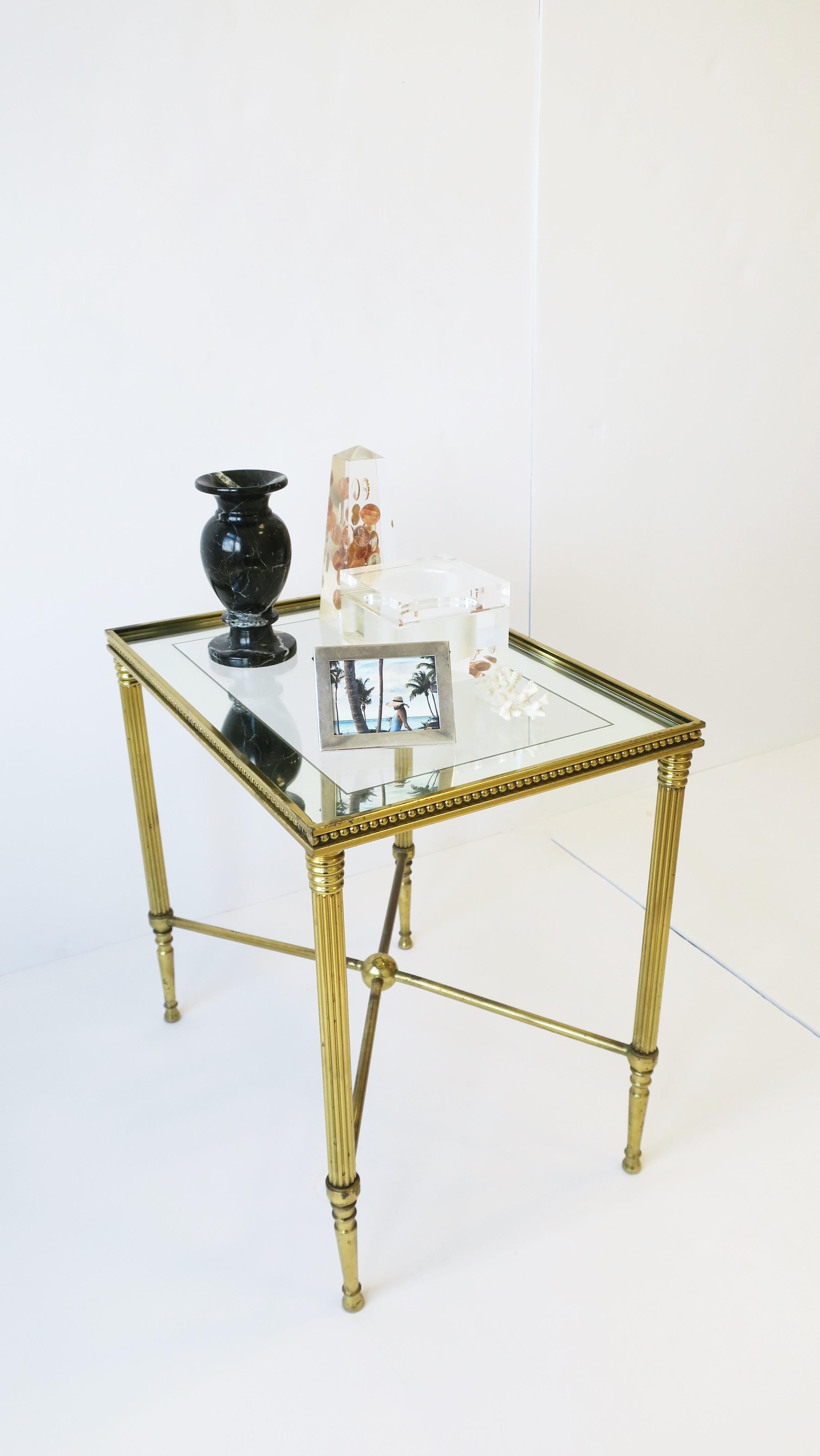 Italian Brass and Glass End or Side Table in the Style of Jansen 10